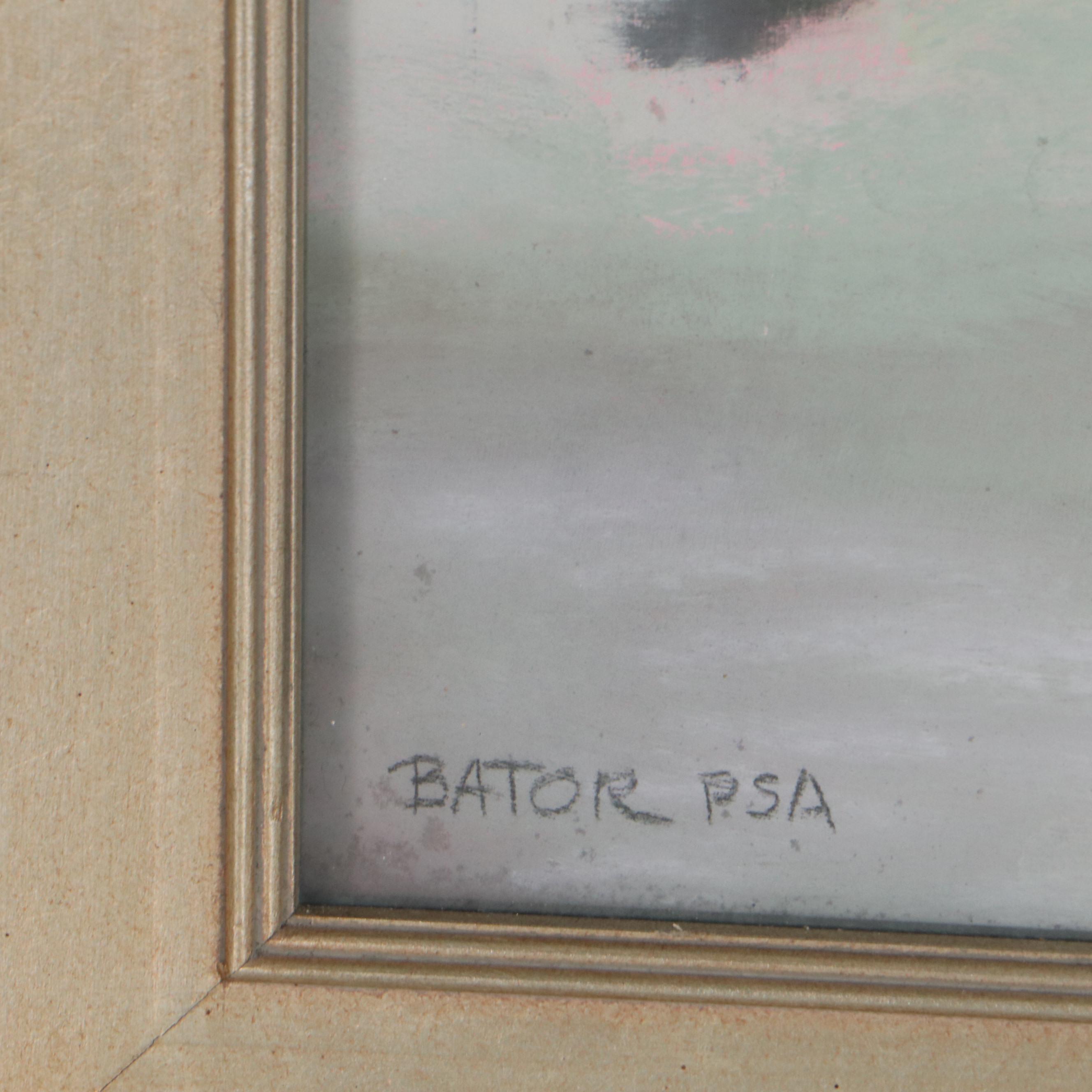 Martha Bator Pastel Drawing "Charleston Visitors," Late 20th Century