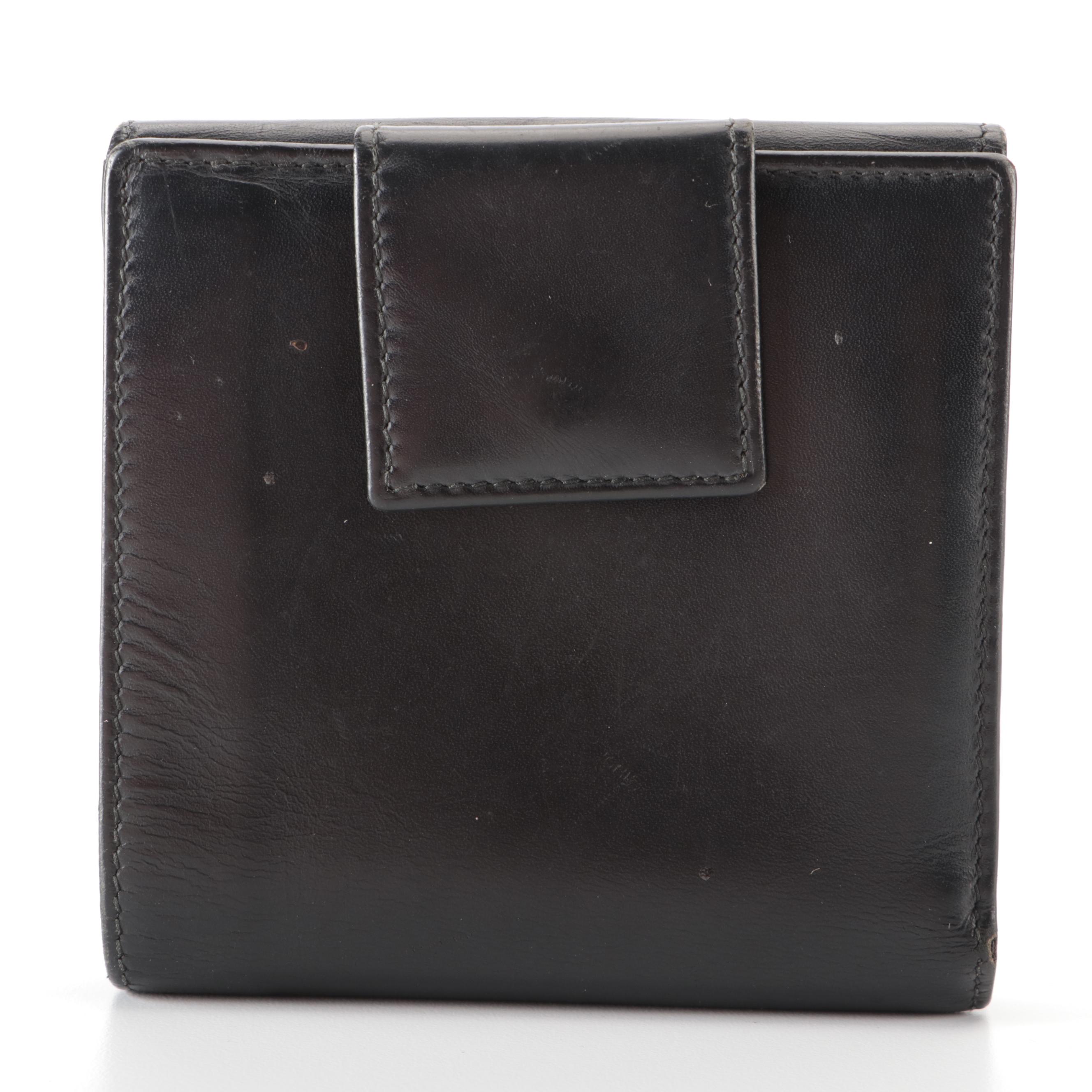 Prada Bifold French-Flap Wallet in Black Leather