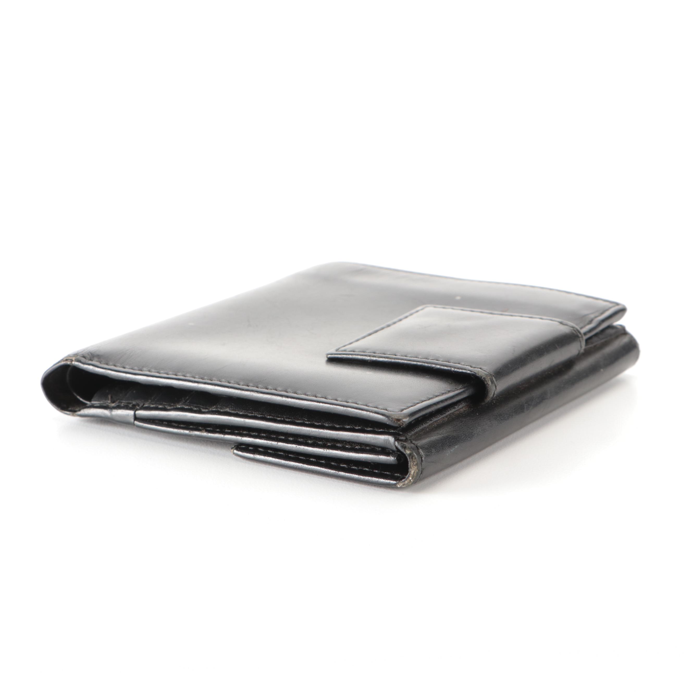 Prada Bifold French-Flap Wallet in Black Leather