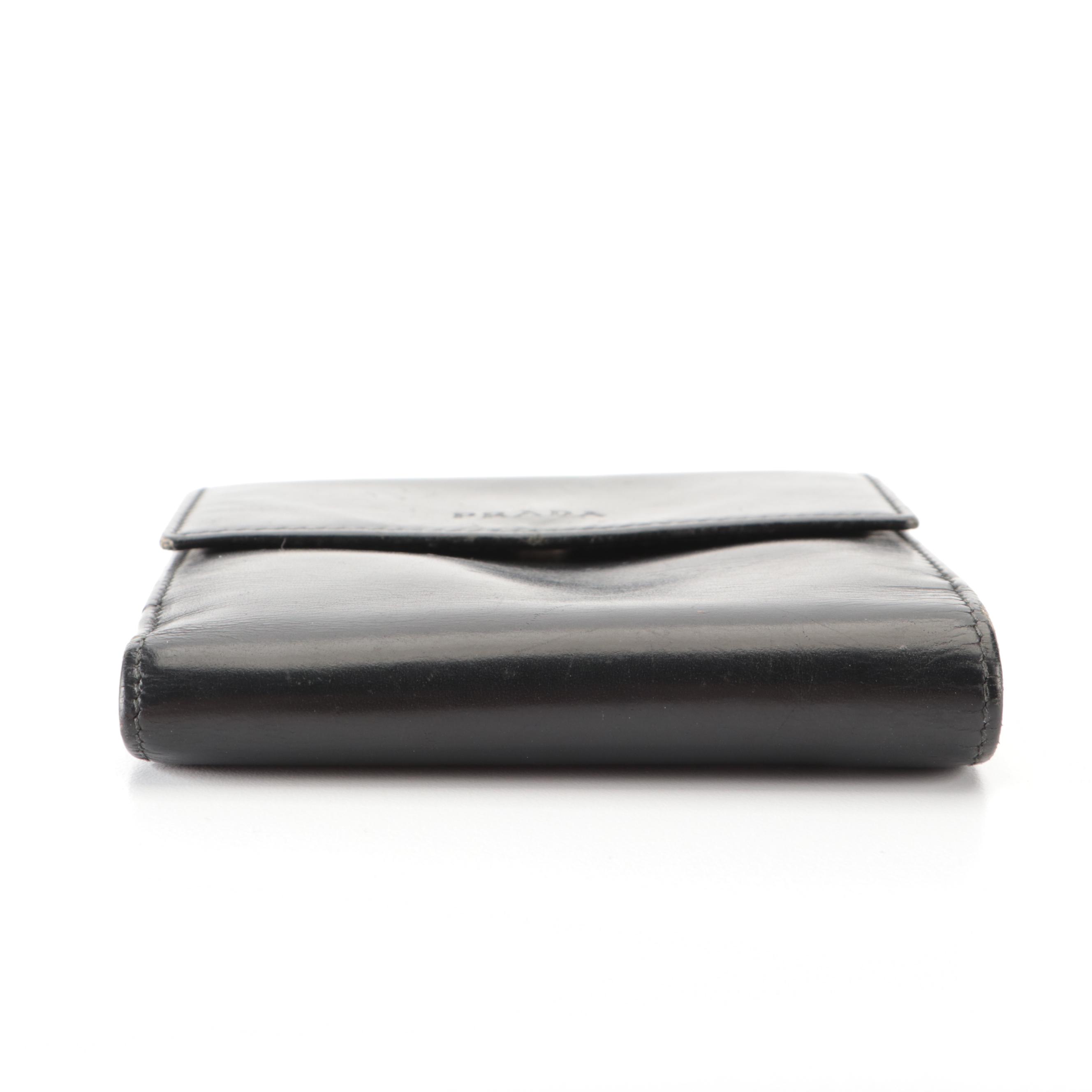 Prada Bifold French-Flap Wallet in Black Leather