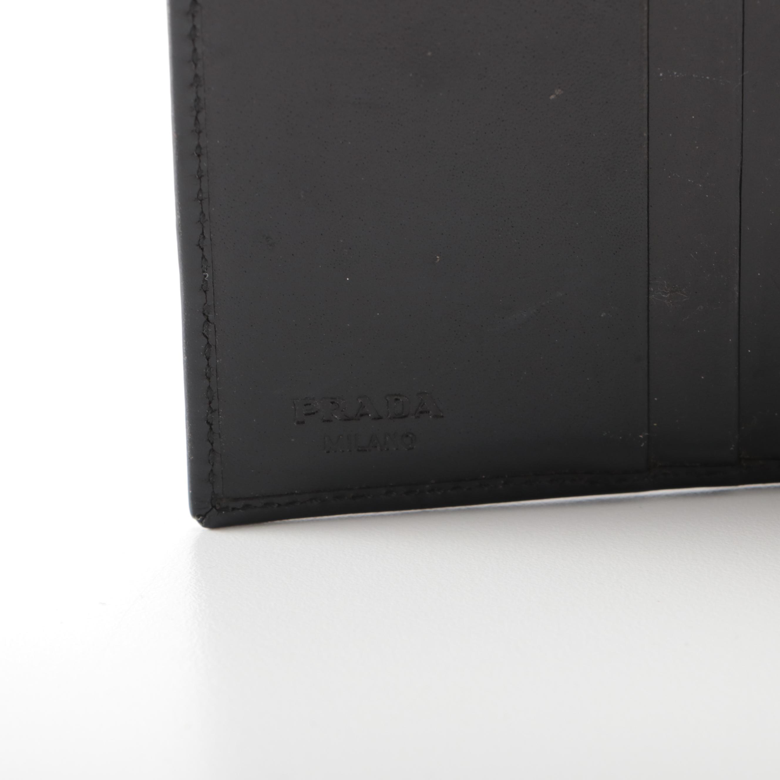 Prada Bifold French-Flap Wallet in Black Leather