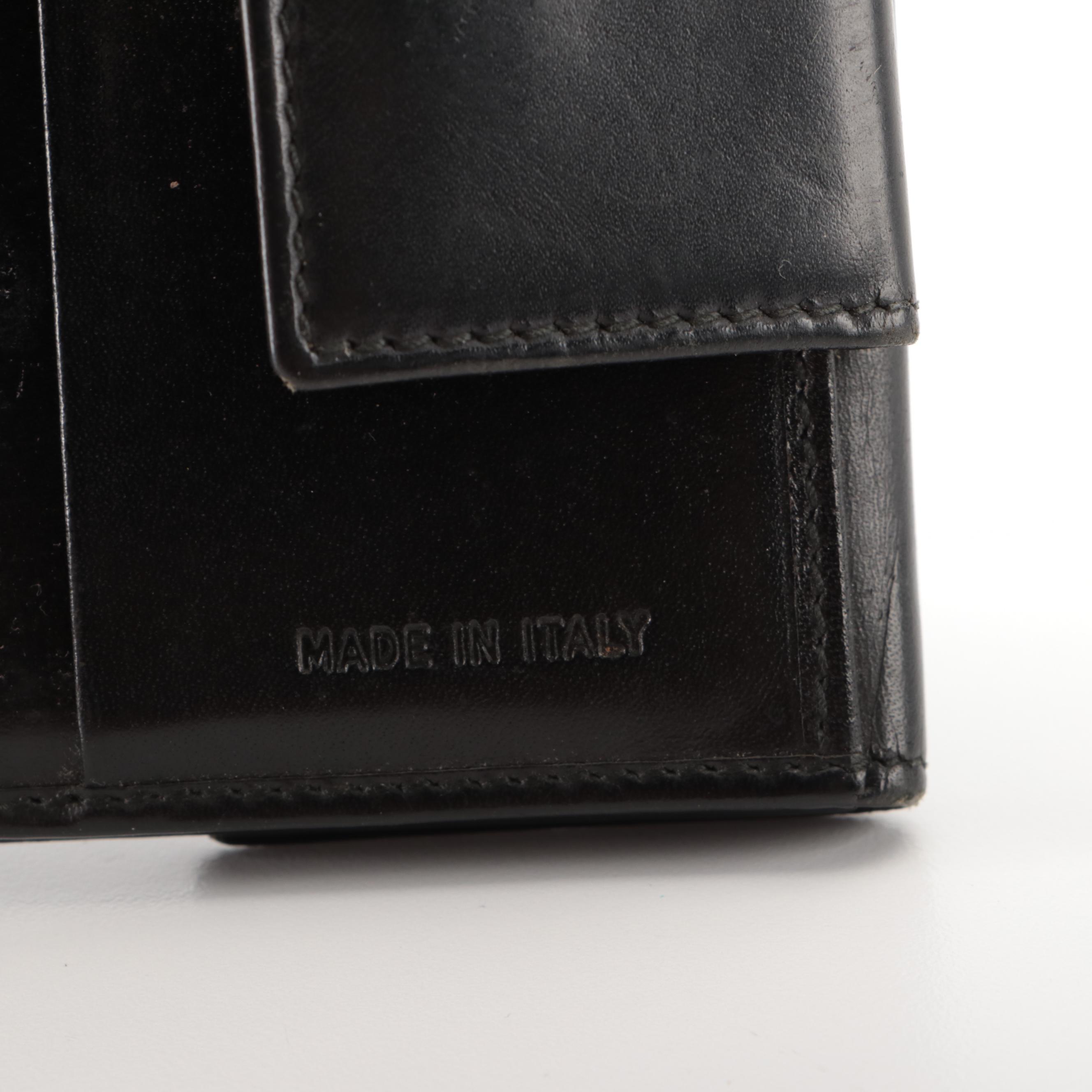 Prada Bifold French-Flap Wallet in Black Leather