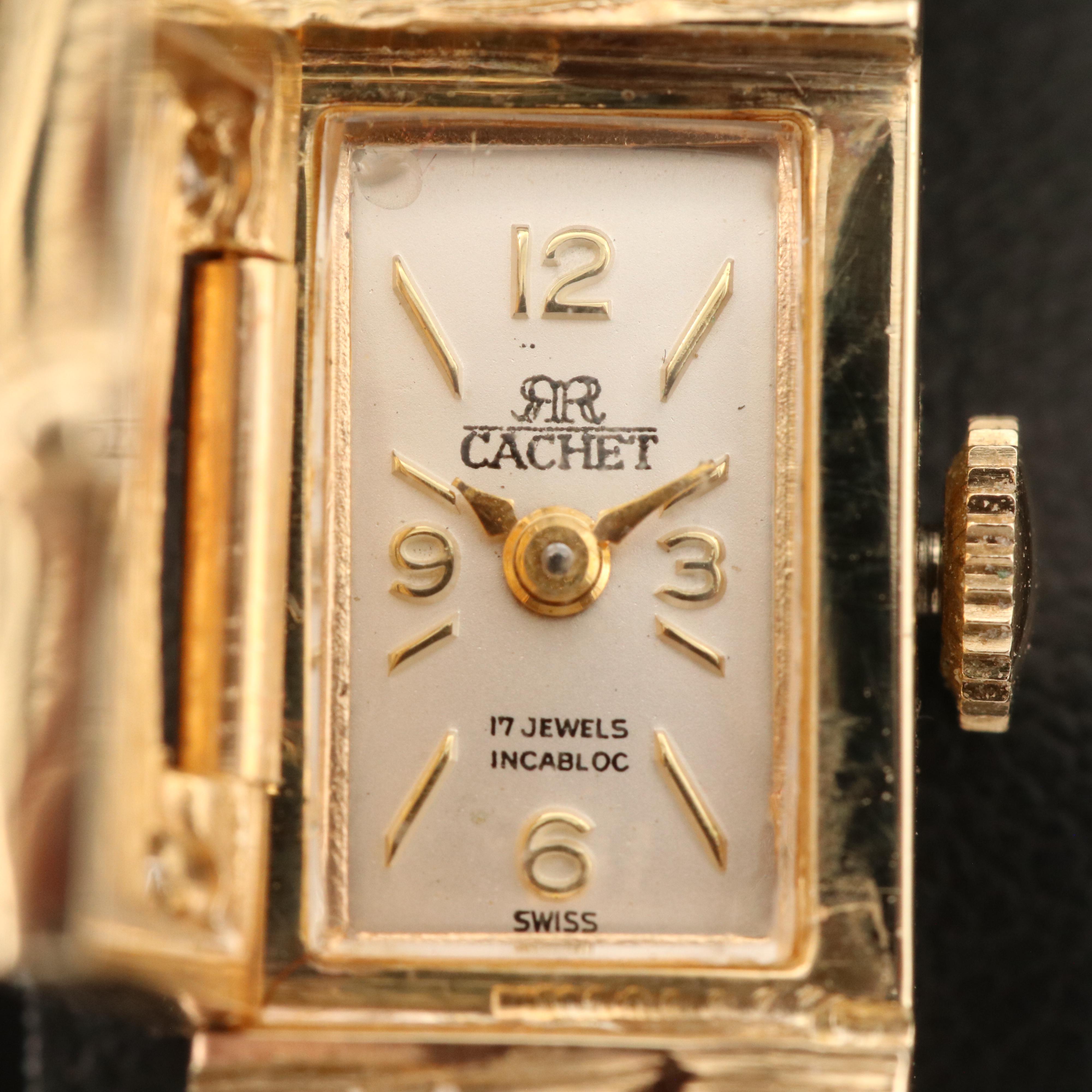 14K Cachet Manual Wind Watch with Diamond Dial Cover
