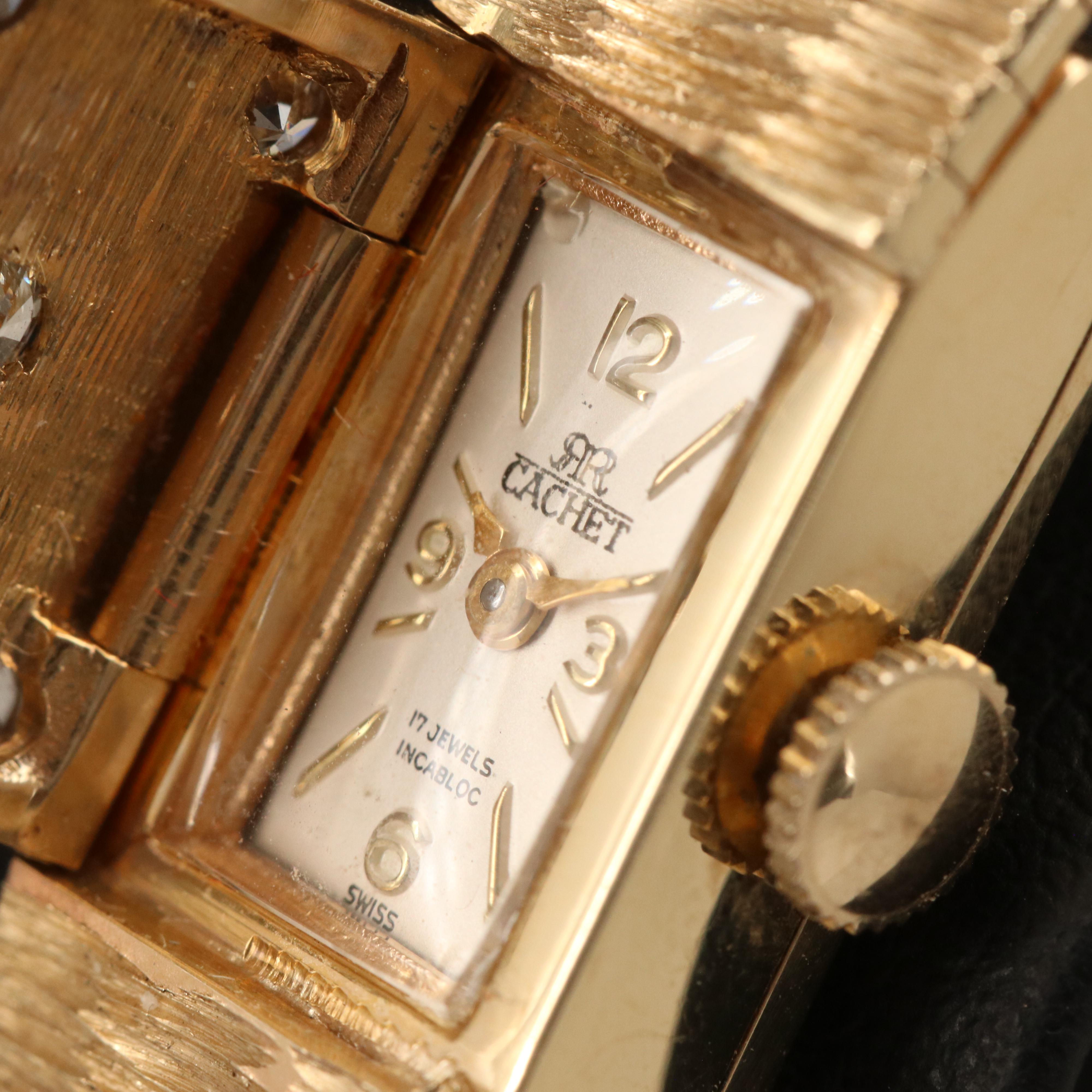 14K Cachet Manual Wind Watch with Diamond Dial Cover