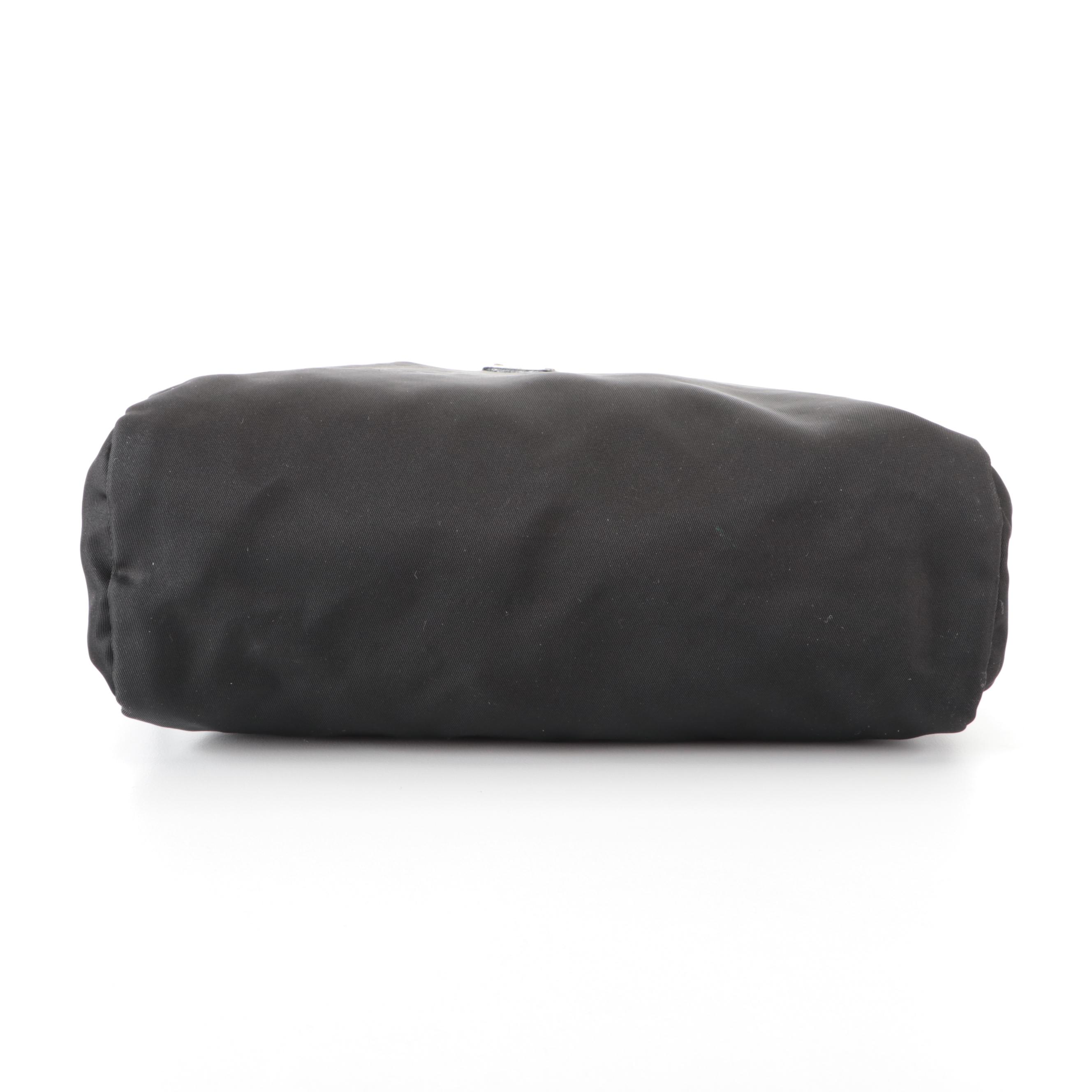 Prada Small Zip Travel Bag in Black Tessuto Nylon with Leather Trim