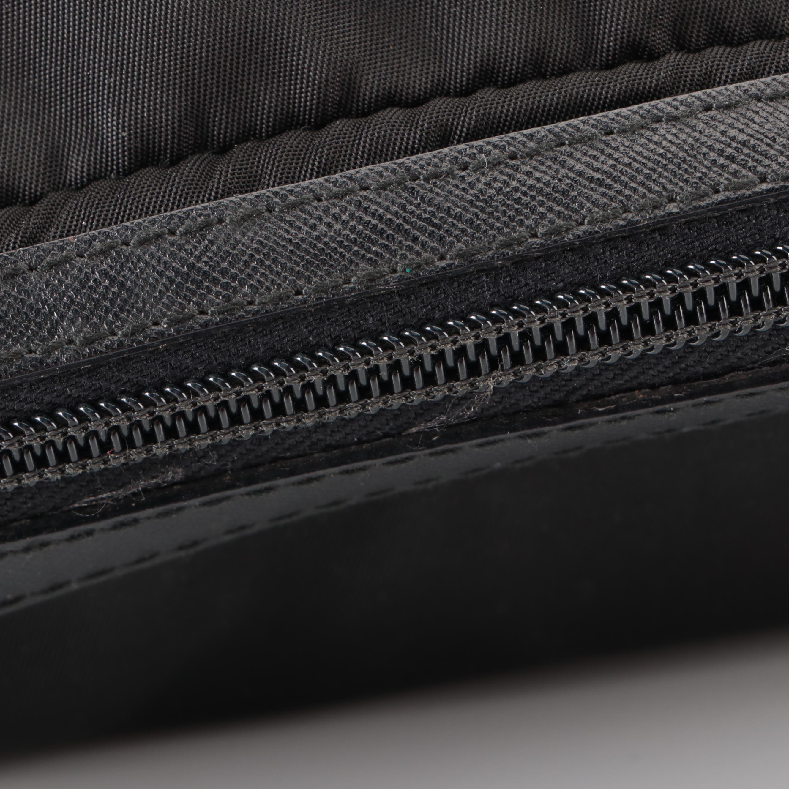 Prada Small Zip Travel Bag in Black Tessuto Nylon with Leather Trim