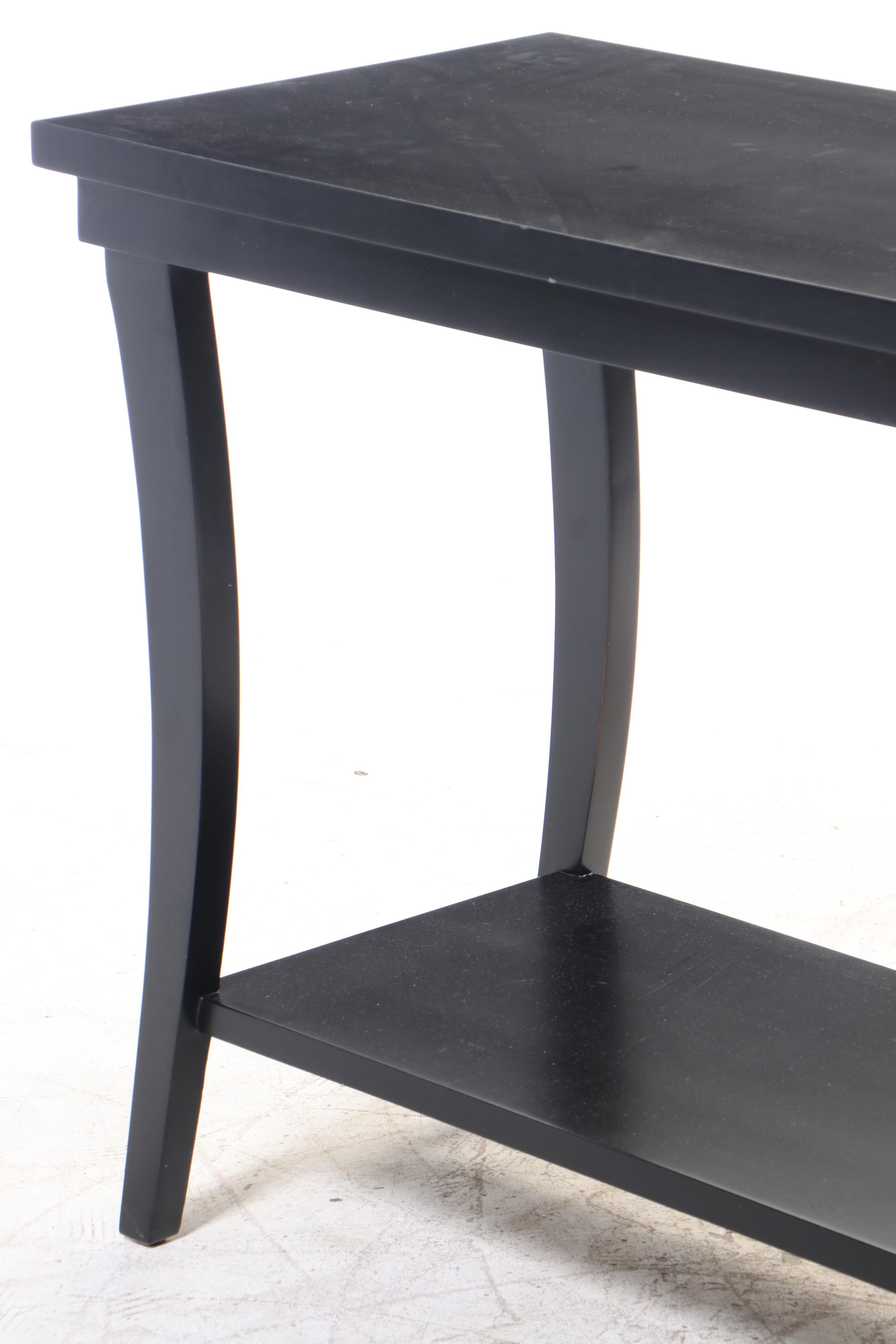 Contemporary Ebonized Two-Tier Console Table