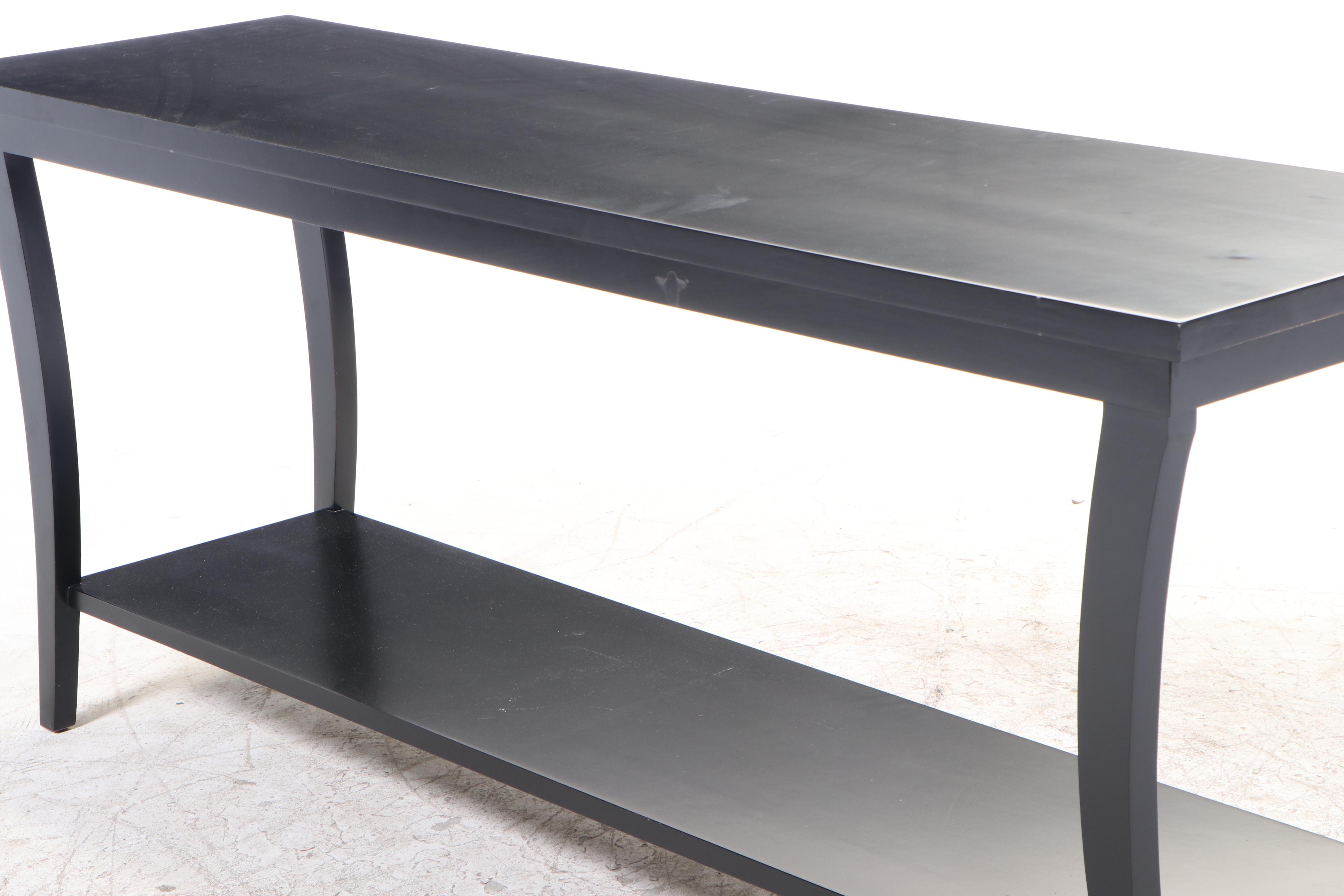 Contemporary Ebonized Two-Tier Console Table