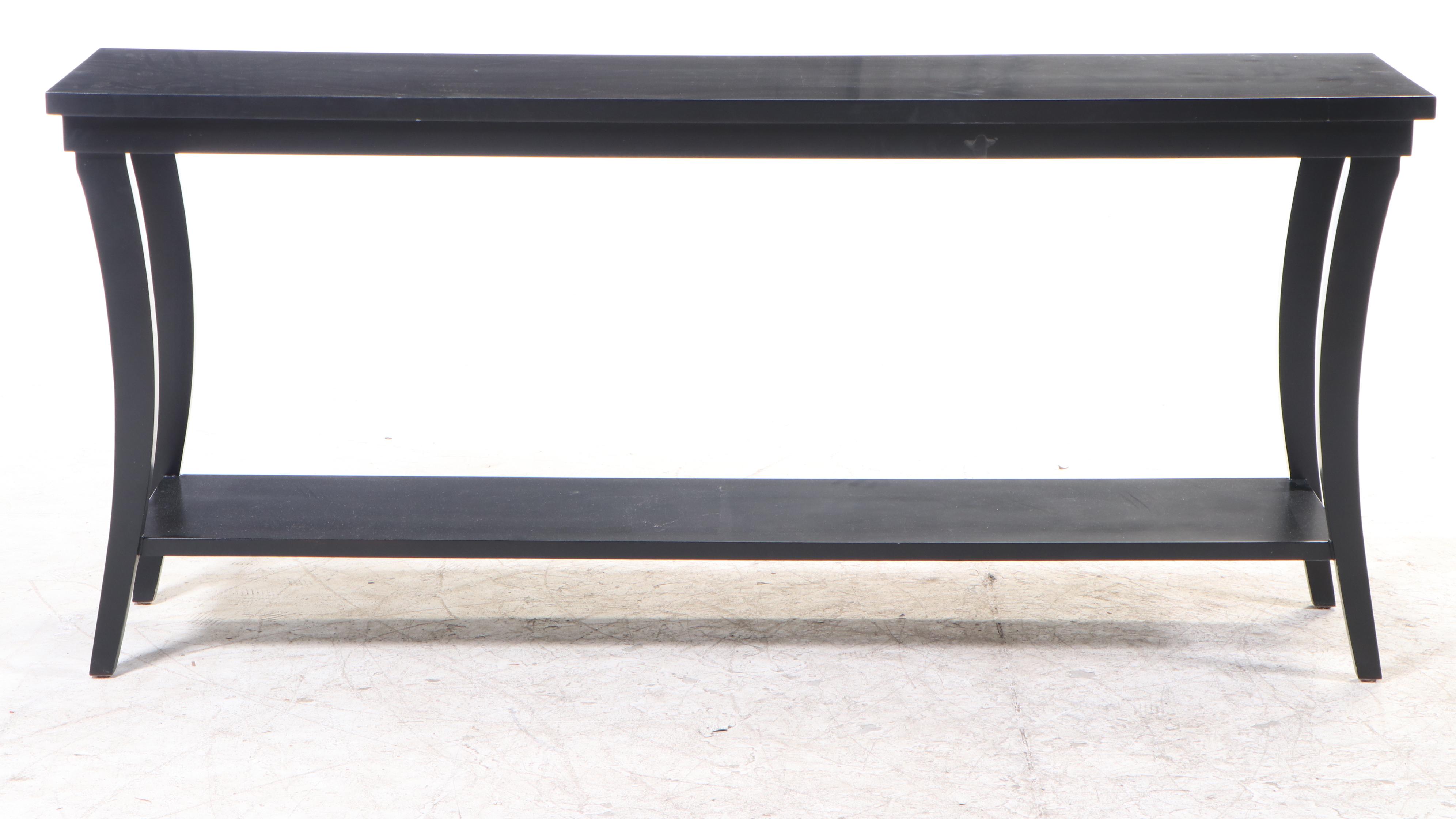 Contemporary Ebonized Two-Tier Console Table
