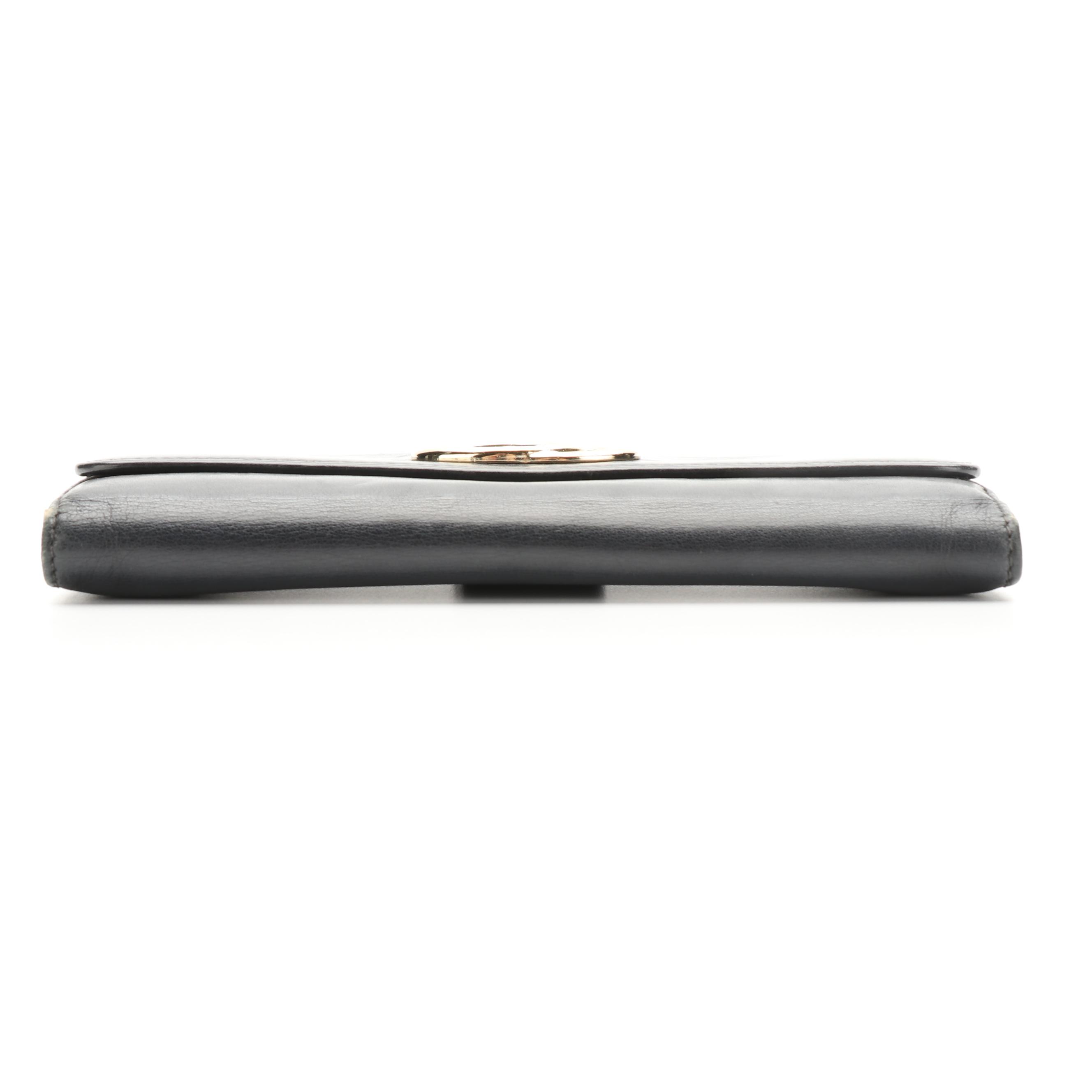 Gucci Interlocking GG Continental Wallet in Black Leather