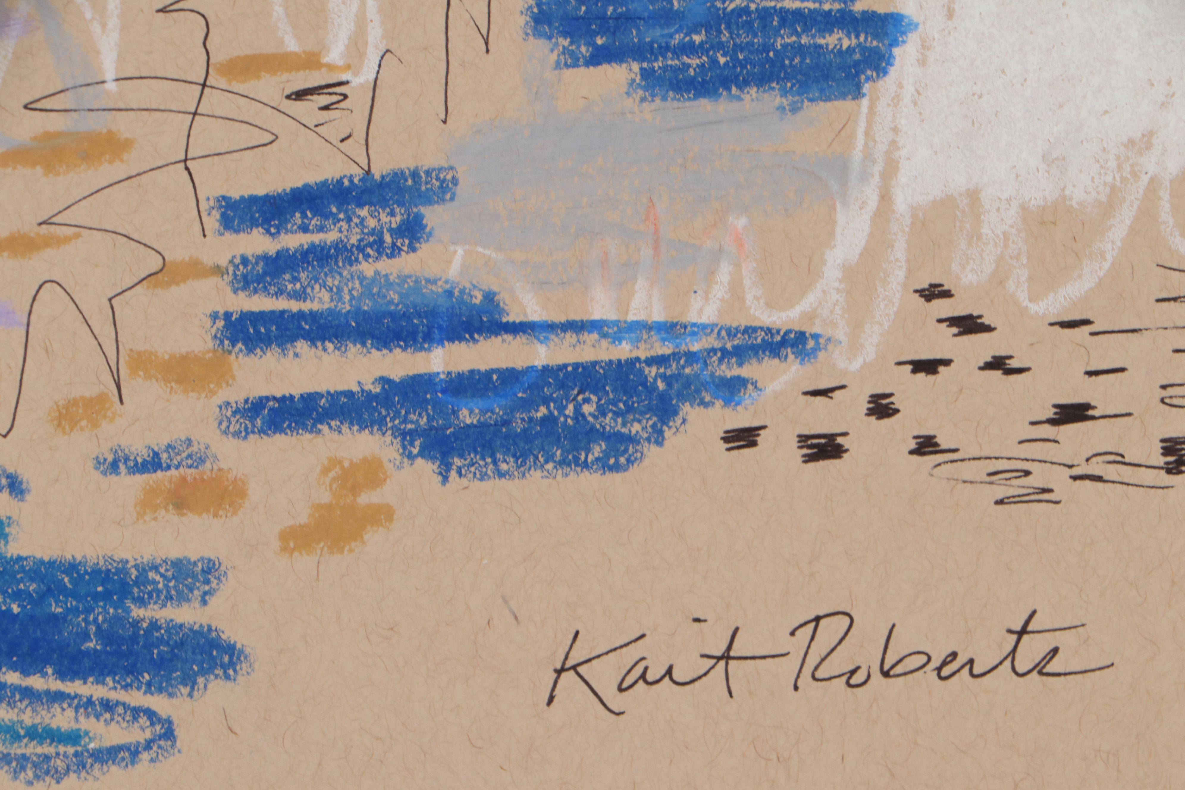 Kait Roberts Harbor Scene Mixed Media Drawings