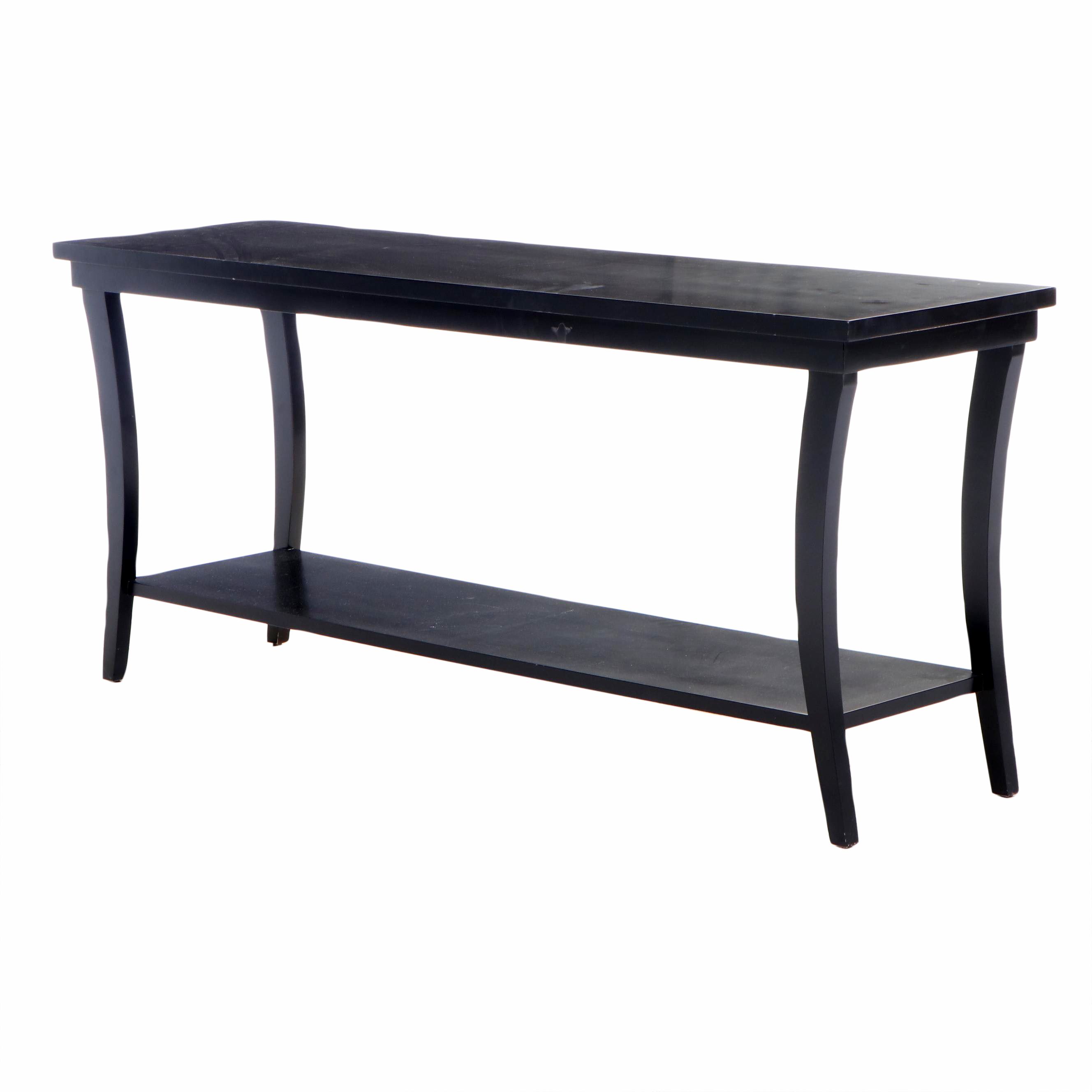 Contemporary Ebonized Two-Tier Console Table