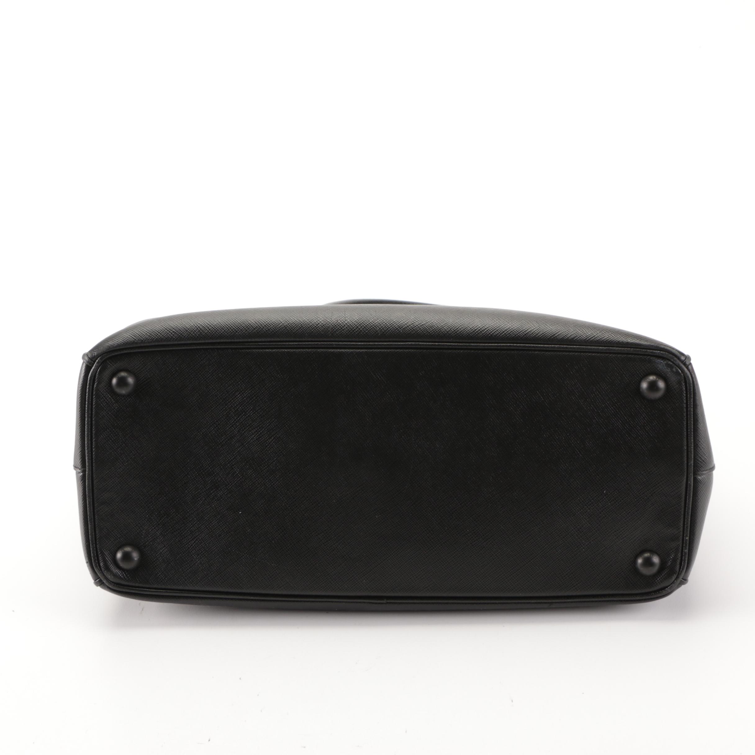 Prada Double-Zip Tote in Black Saffiano Leather with Detachable Strap
