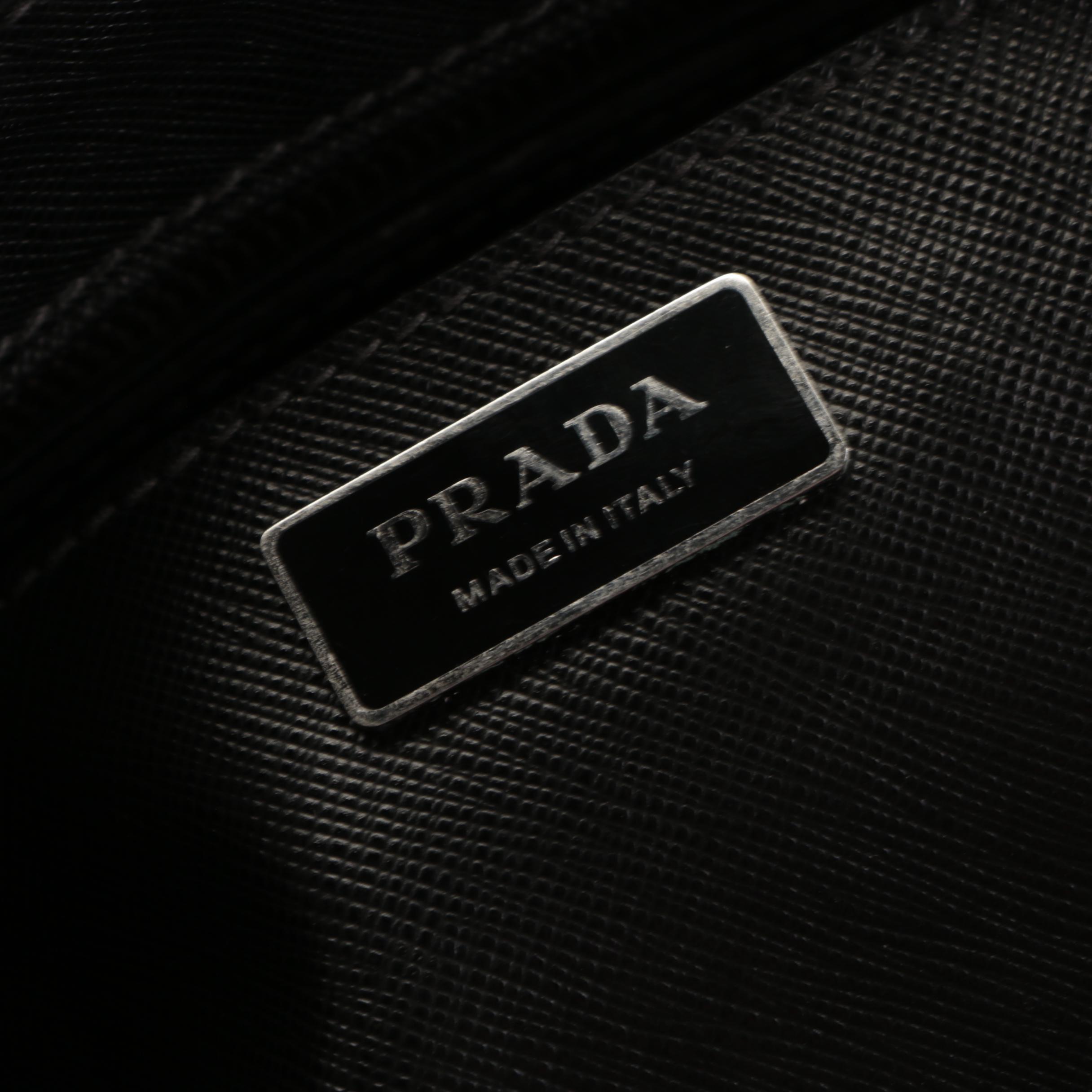 Prada Double-Zip Tote in Black Saffiano Leather with Detachable Strap
