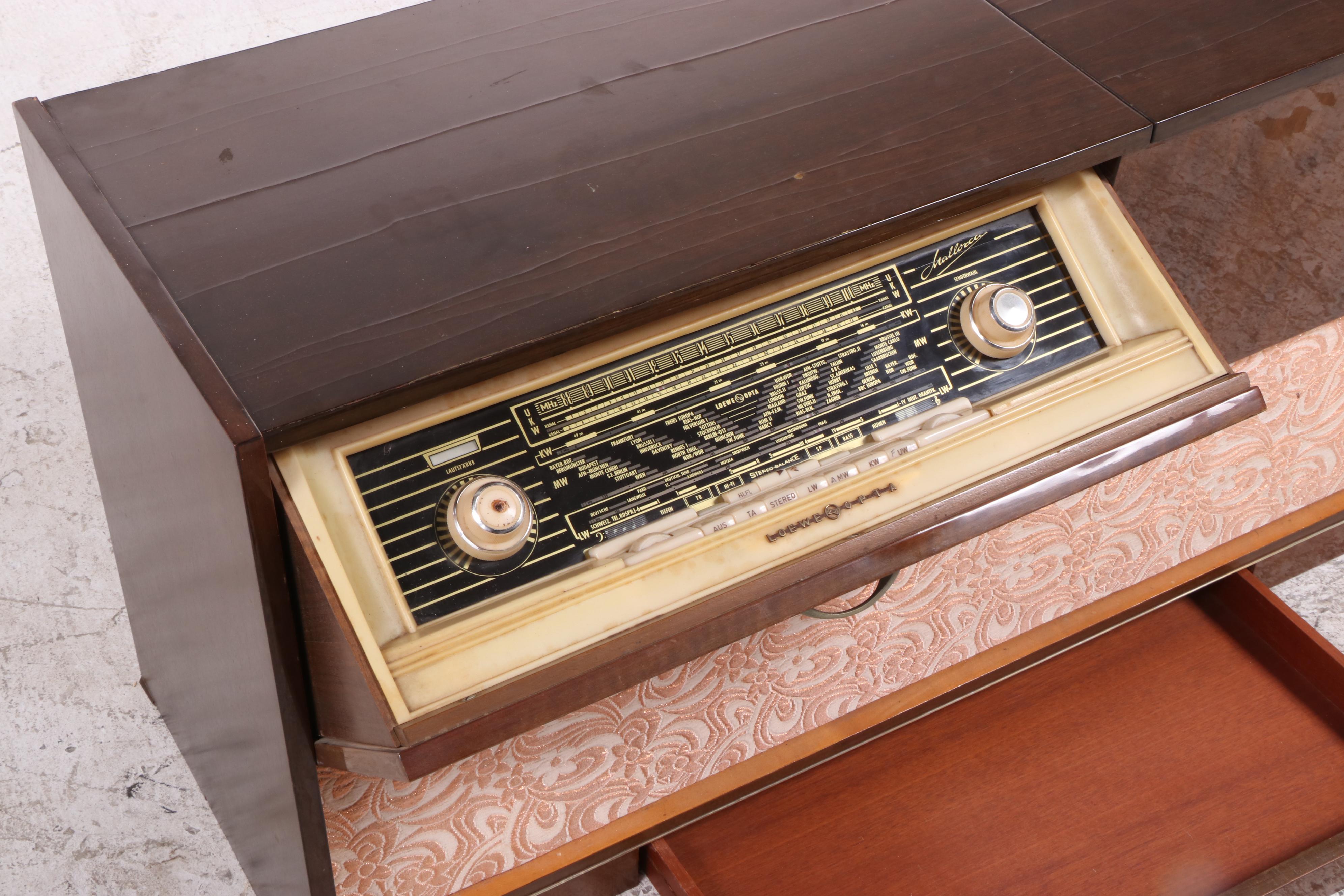 Loewe-Opta AM/FM Radio Console with Turntable, 1960s