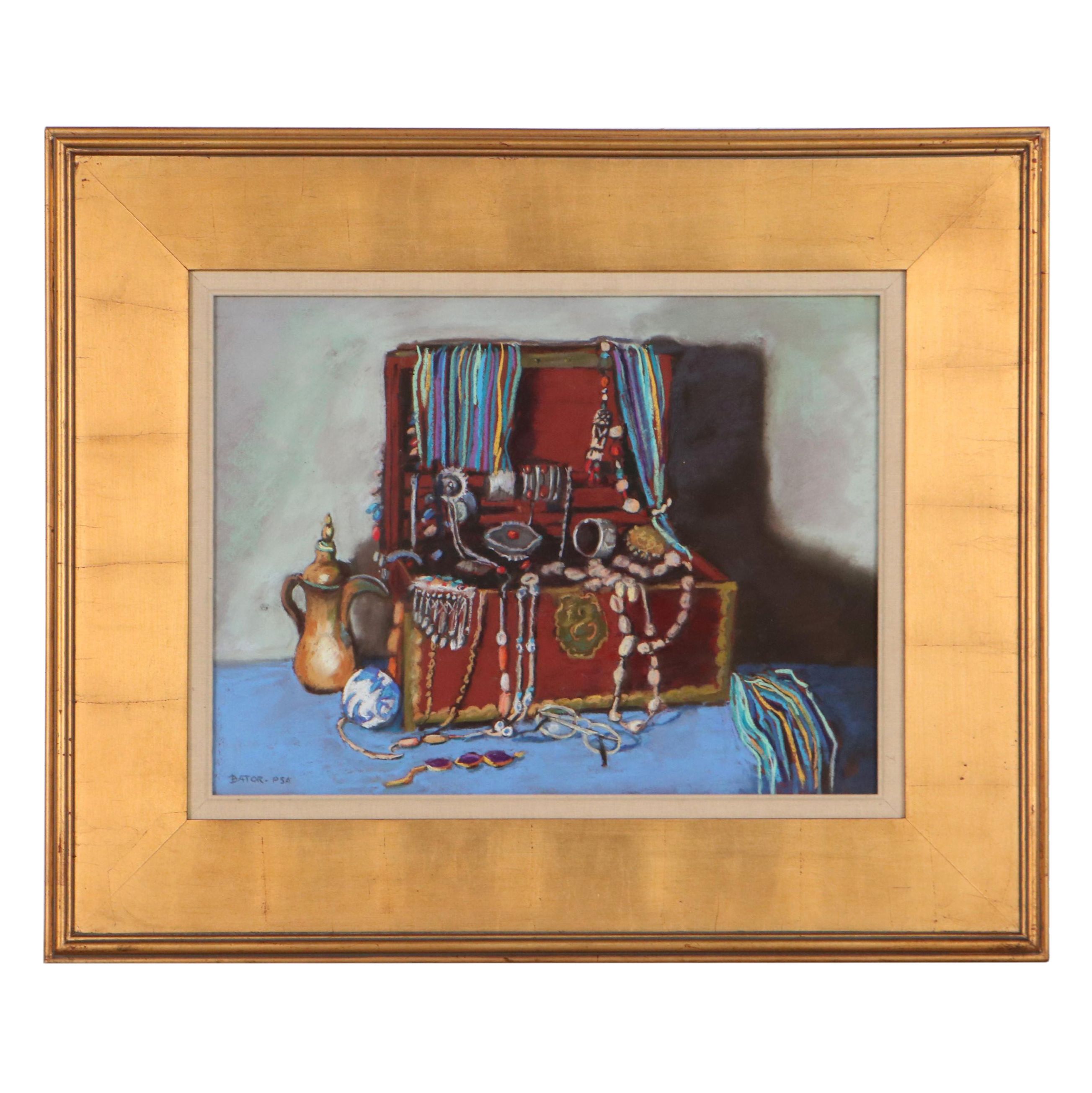 Martha Bator Still Life Pastel Drawing "Treasure Chest"