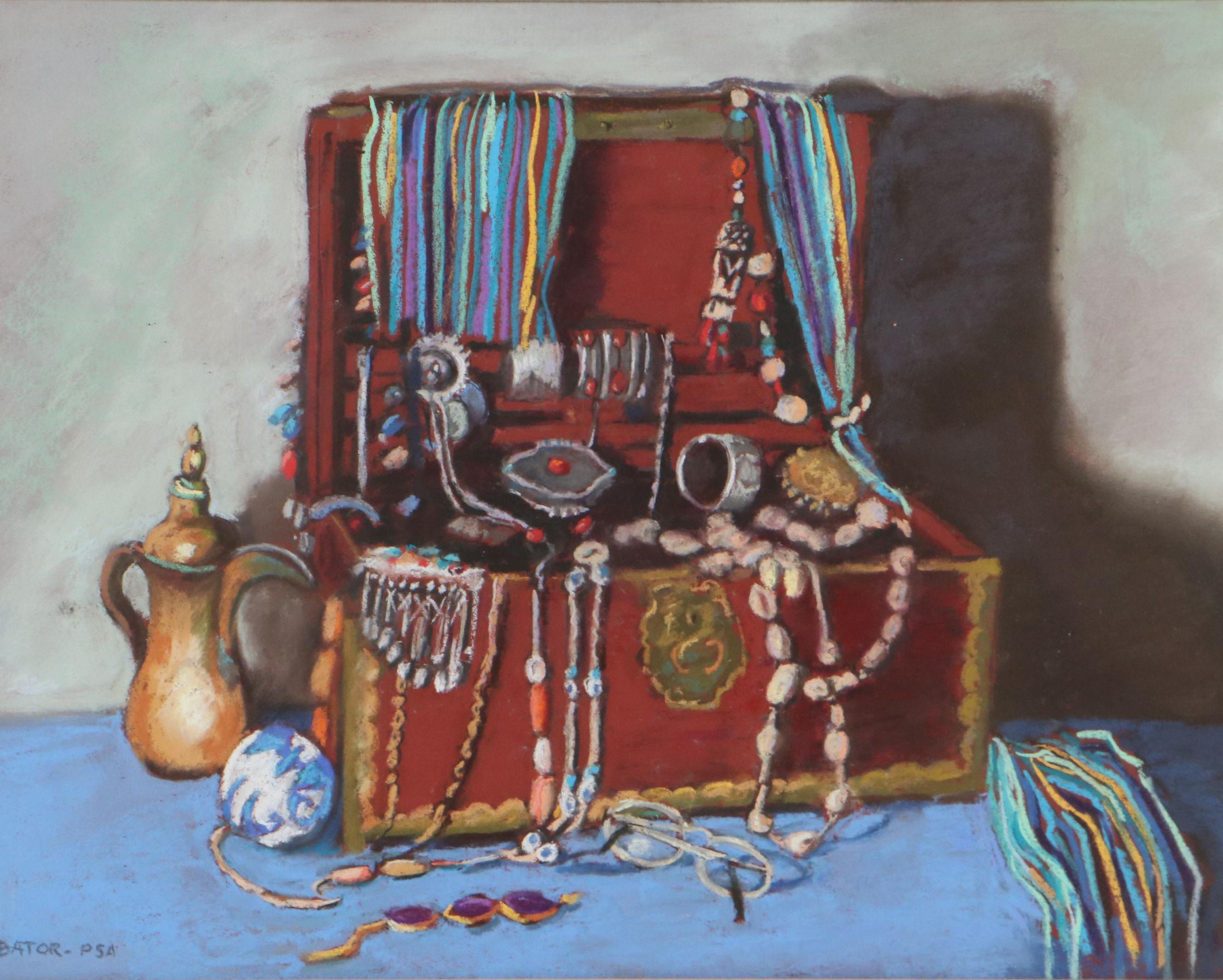 Martha Bator Still Life Pastel Drawing "Treasure Chest"