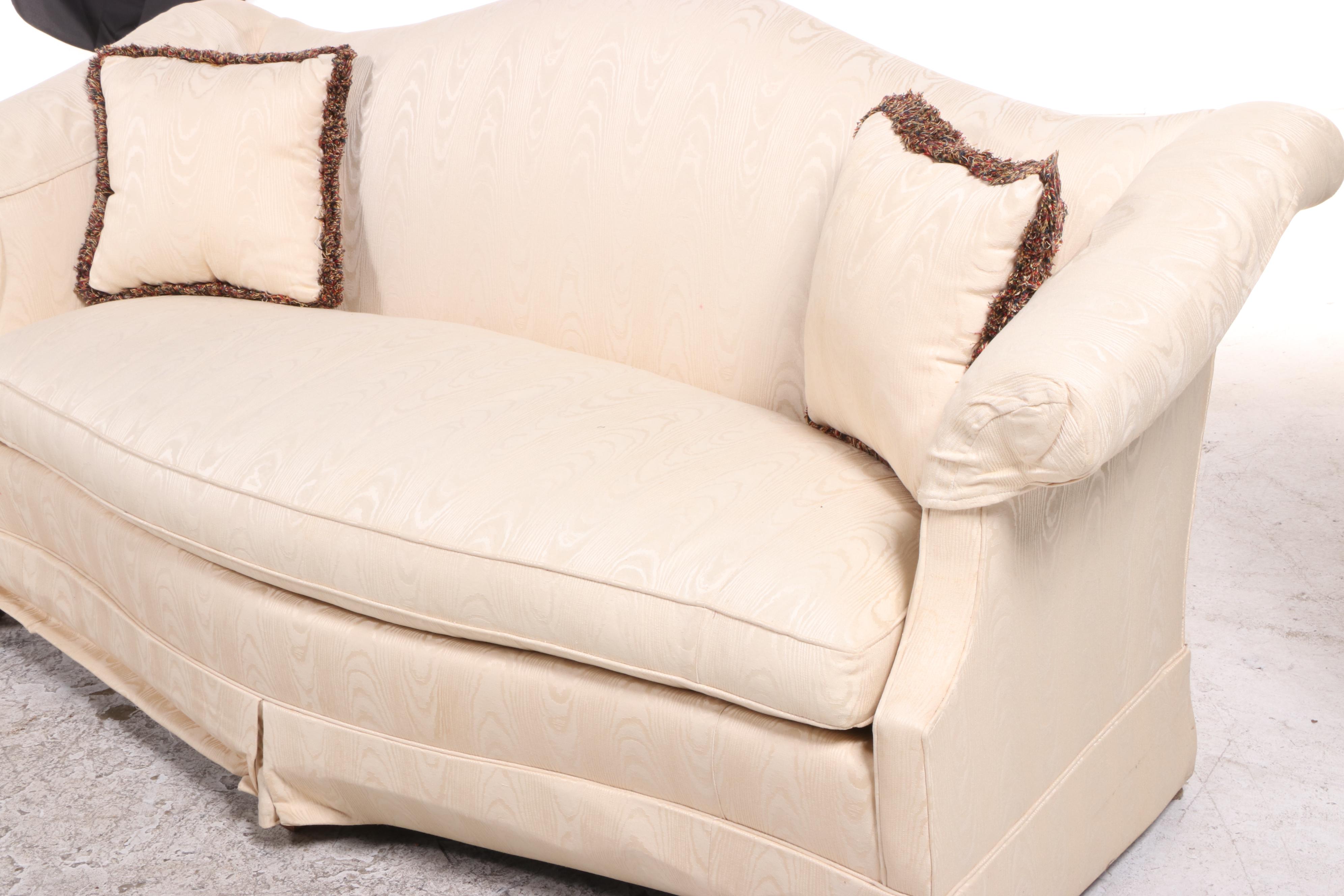 Southwood Camel-Back Sofa in Cream Moire Pattern