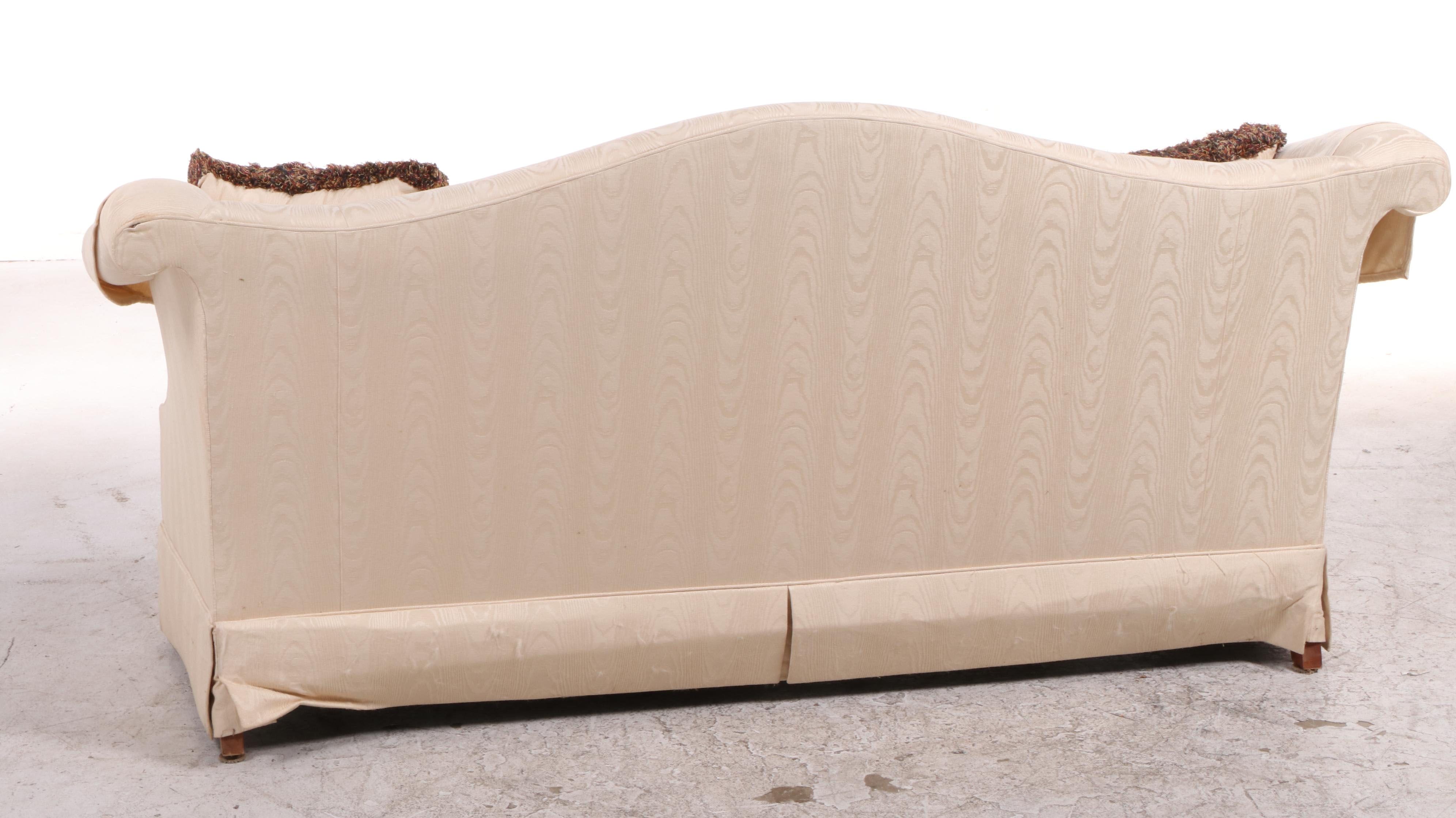 Southwood Camel-Back Sofa in Cream Moire Pattern