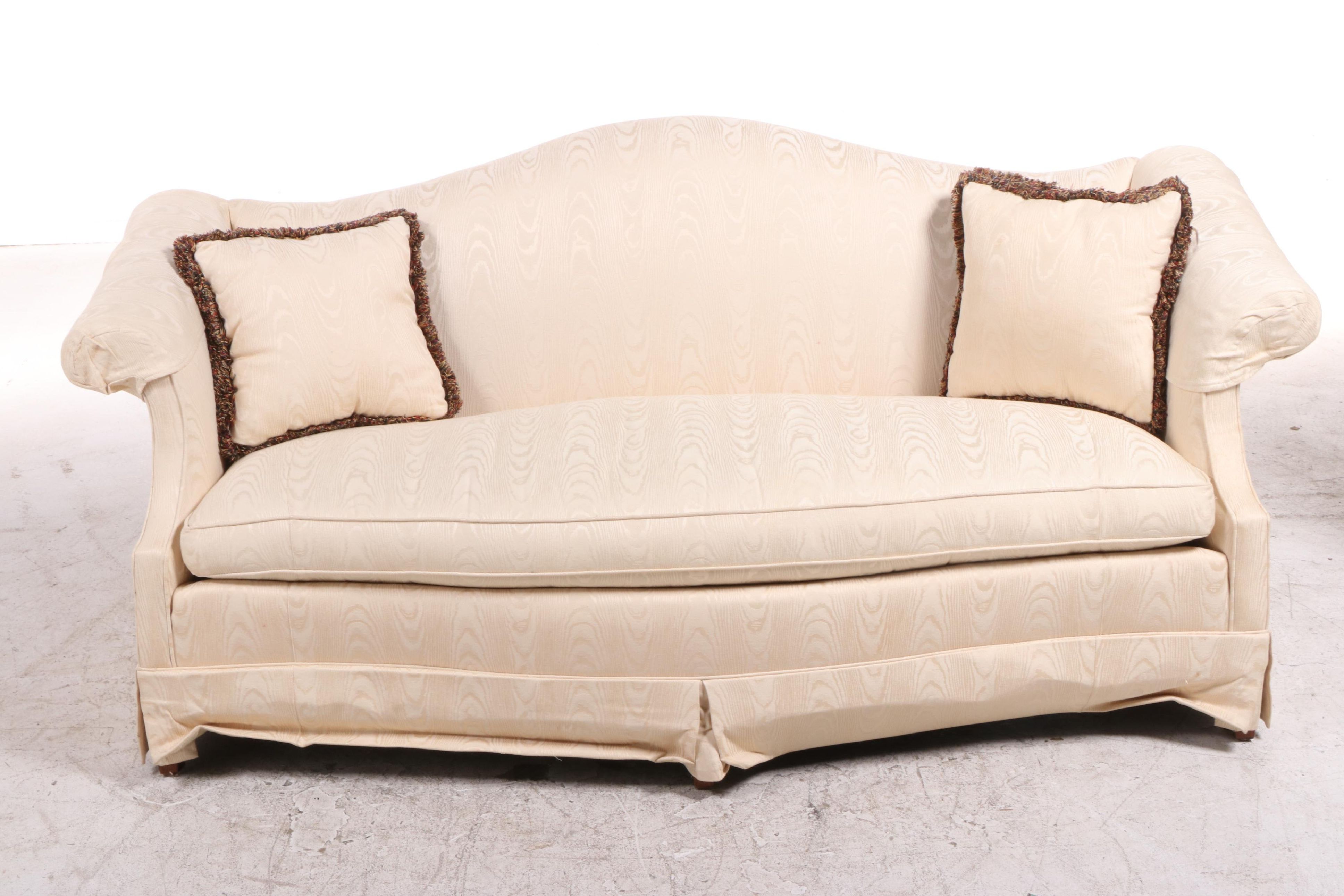 Southwood Camel-Back Sofa in Cream Moire Pattern