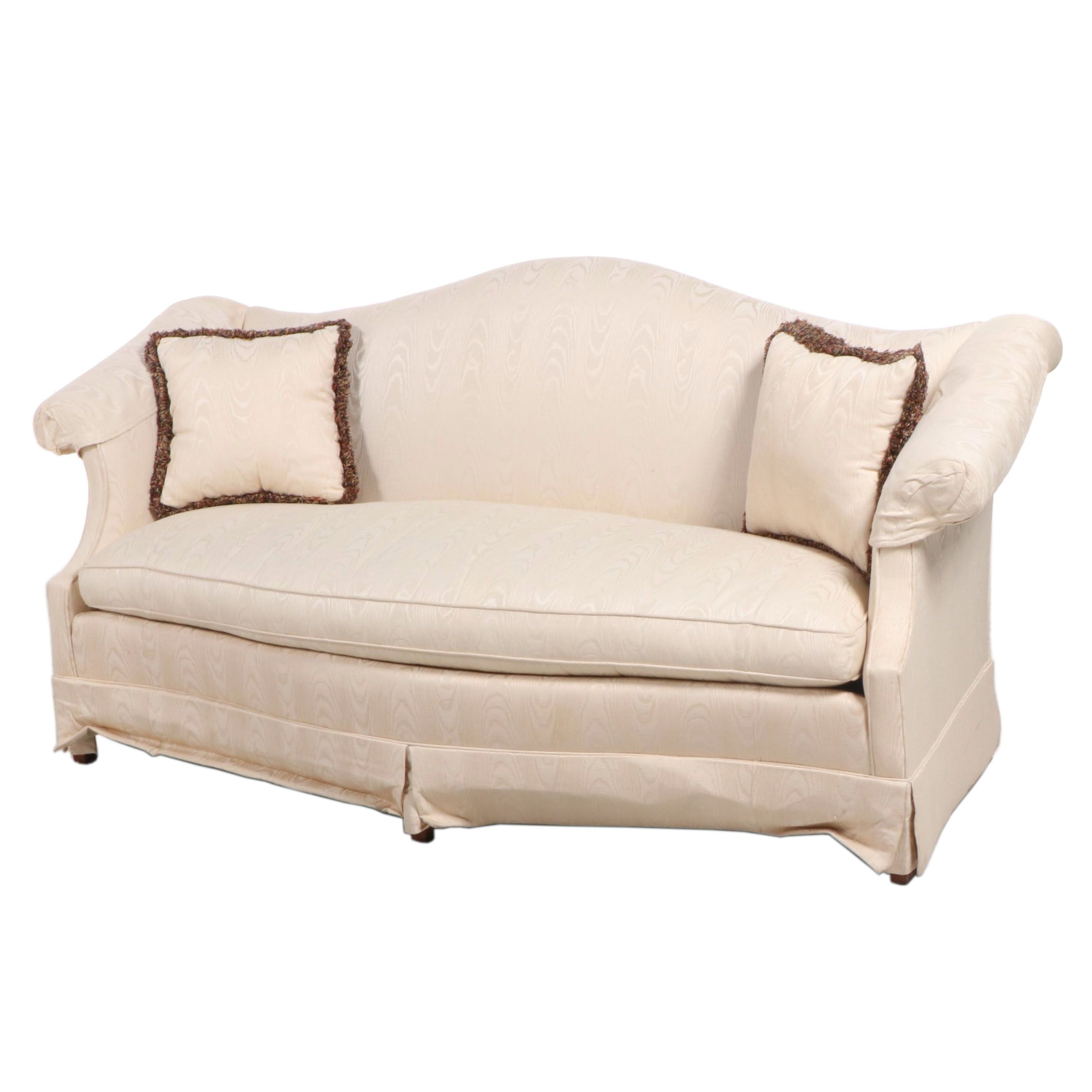 Southwood Camel-Back Sofa in Cream Moire Pattern