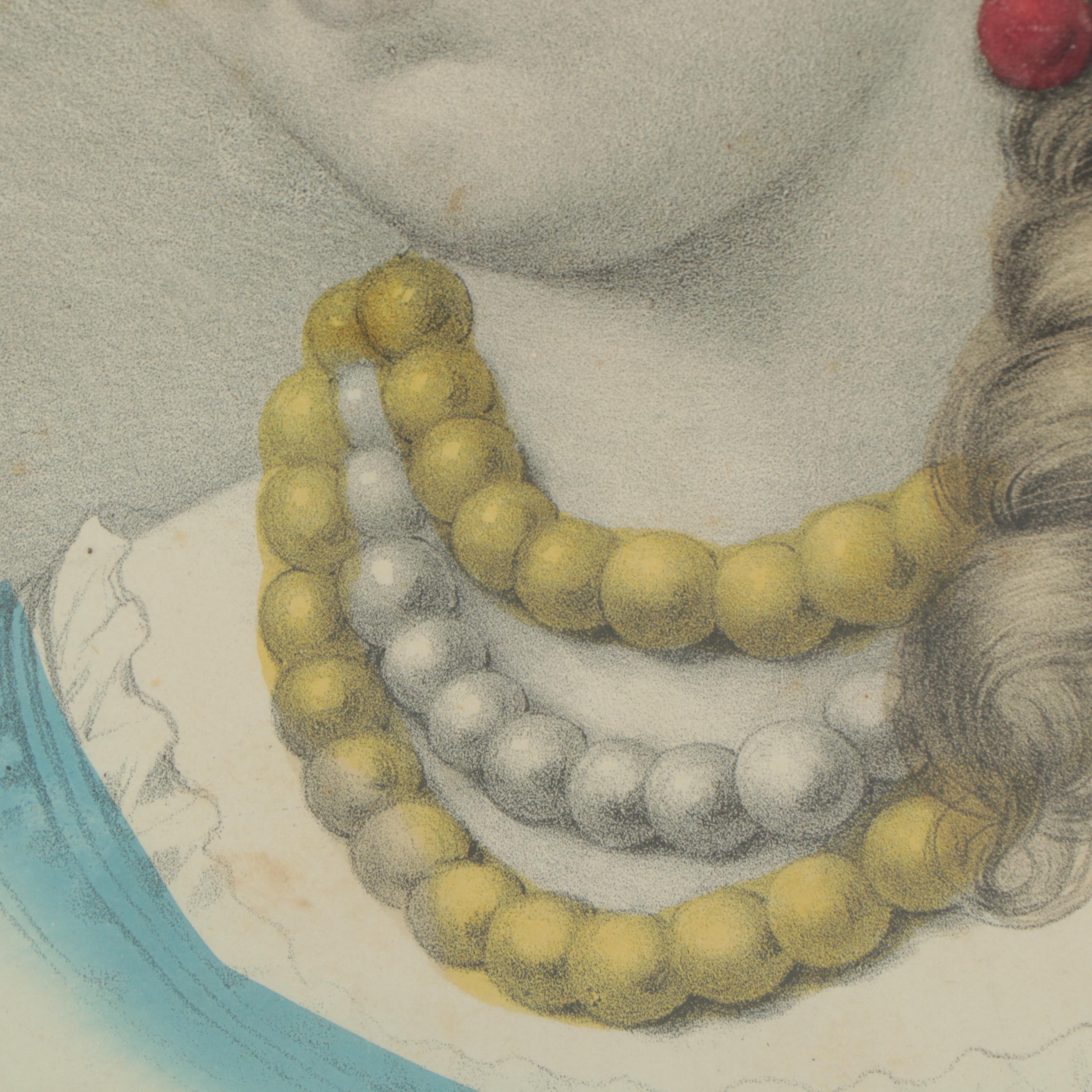 Currier & Ives Hand-Colored Lithograph "Maria," Early 20th Century