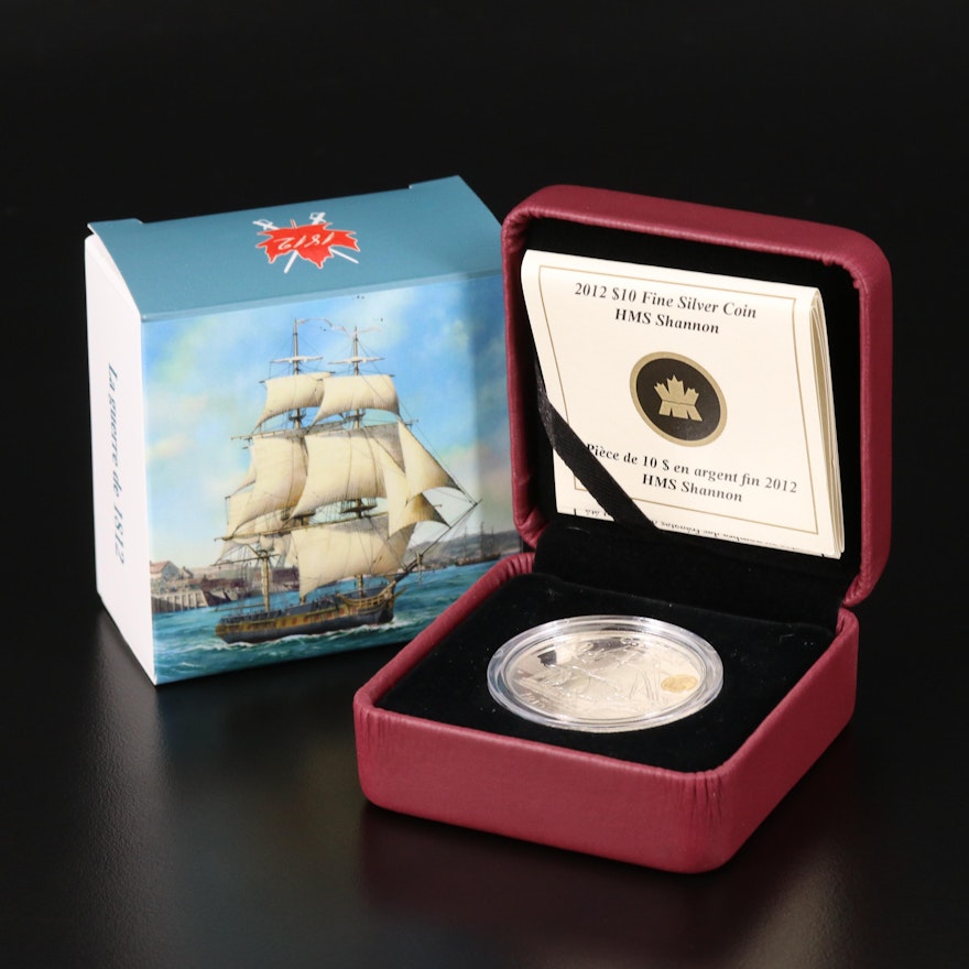 2012 Canadian $10 Fine Silver Proof HMS Shannon Coin