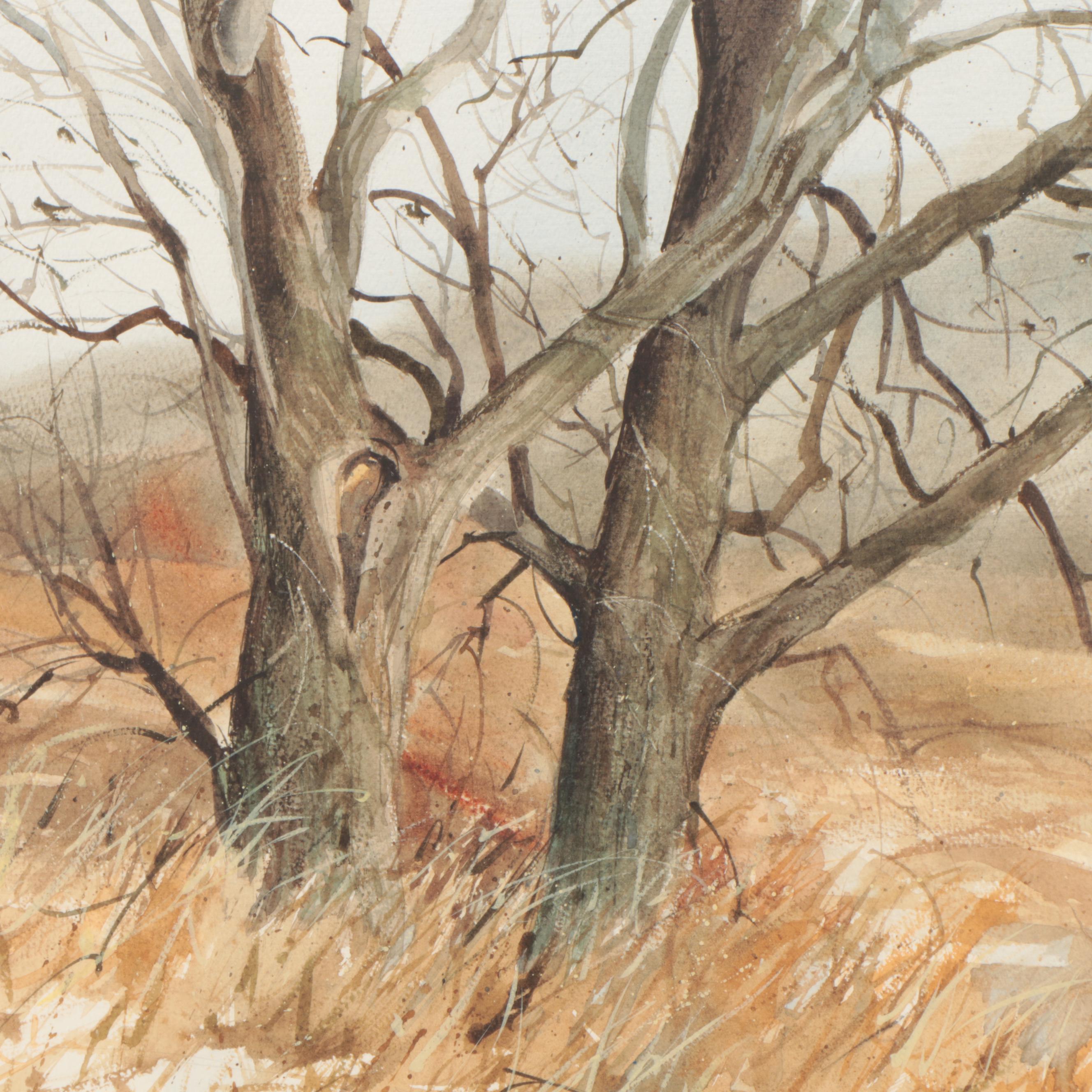 Fritz Hoffman Landscape Watercolor Painting