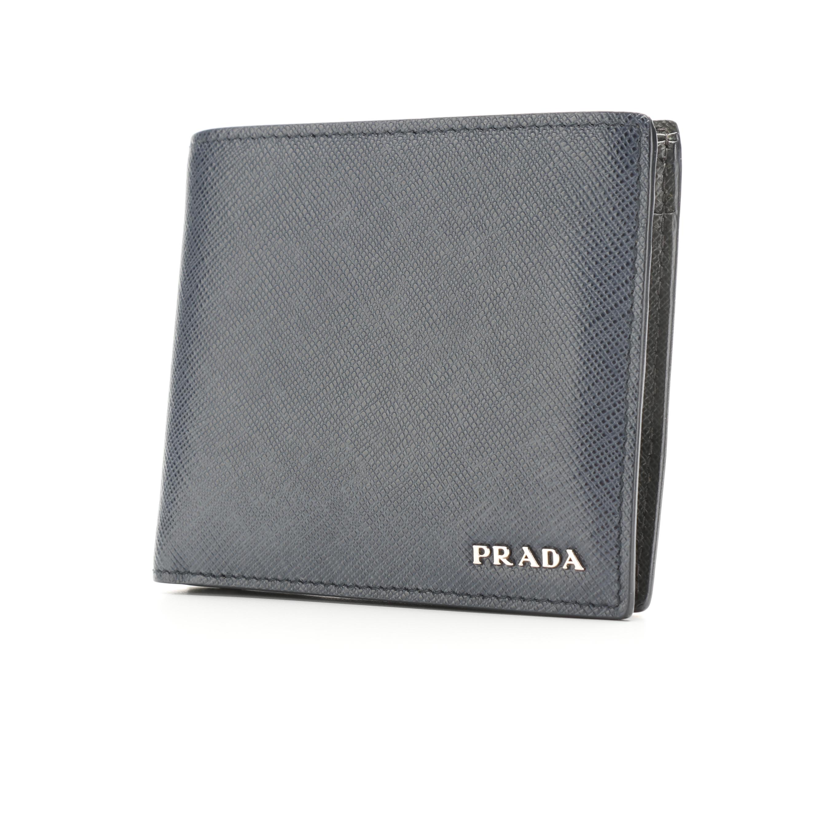 Prada Bifold Wallet in Bicolor Saffiano Leather with Box