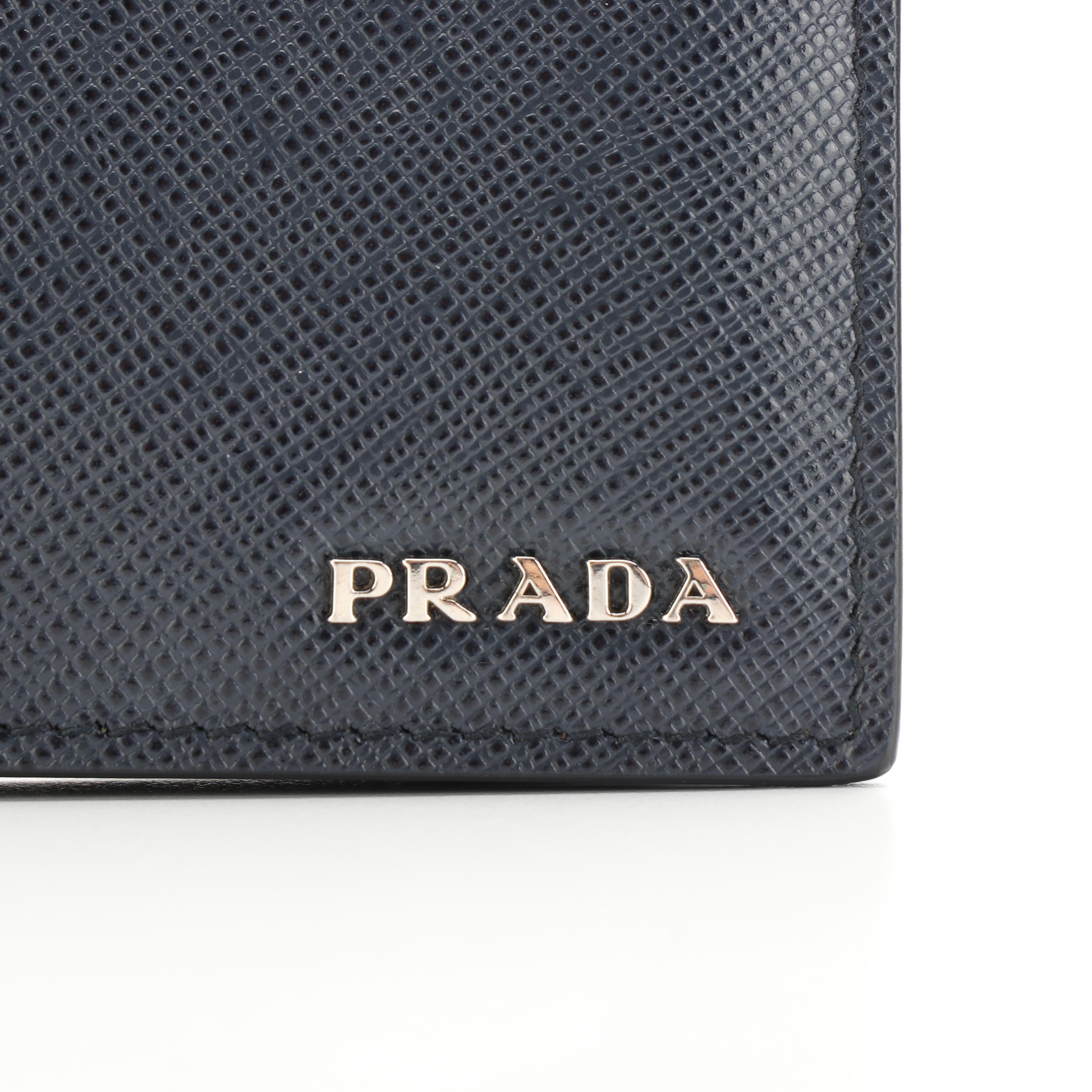 Prada Bifold Wallet in Bicolor Saffiano Leather with Box