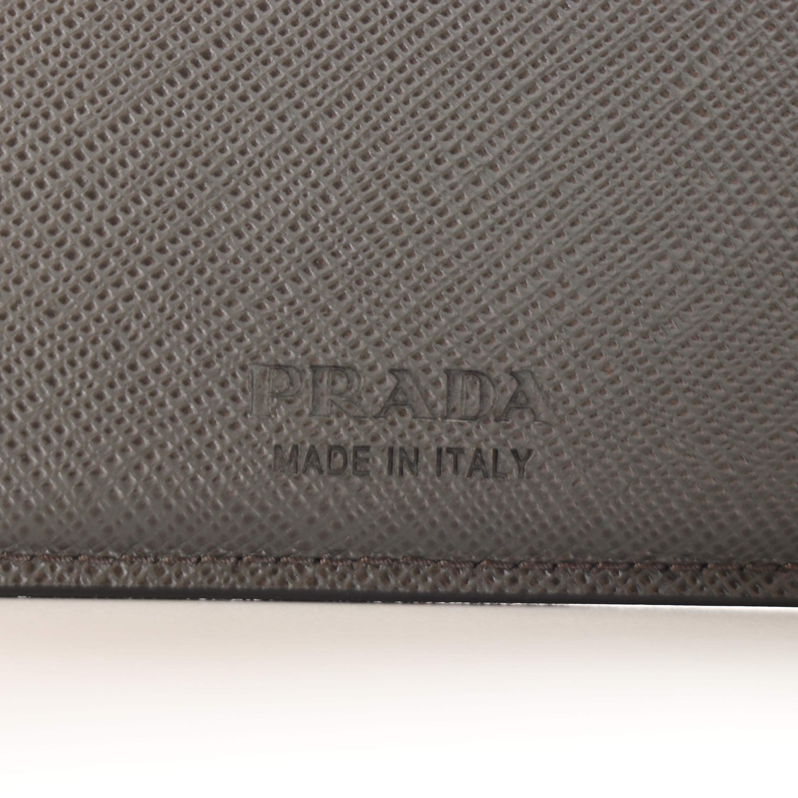 Prada Bifold Wallet in Bicolor Saffiano Leather with Box