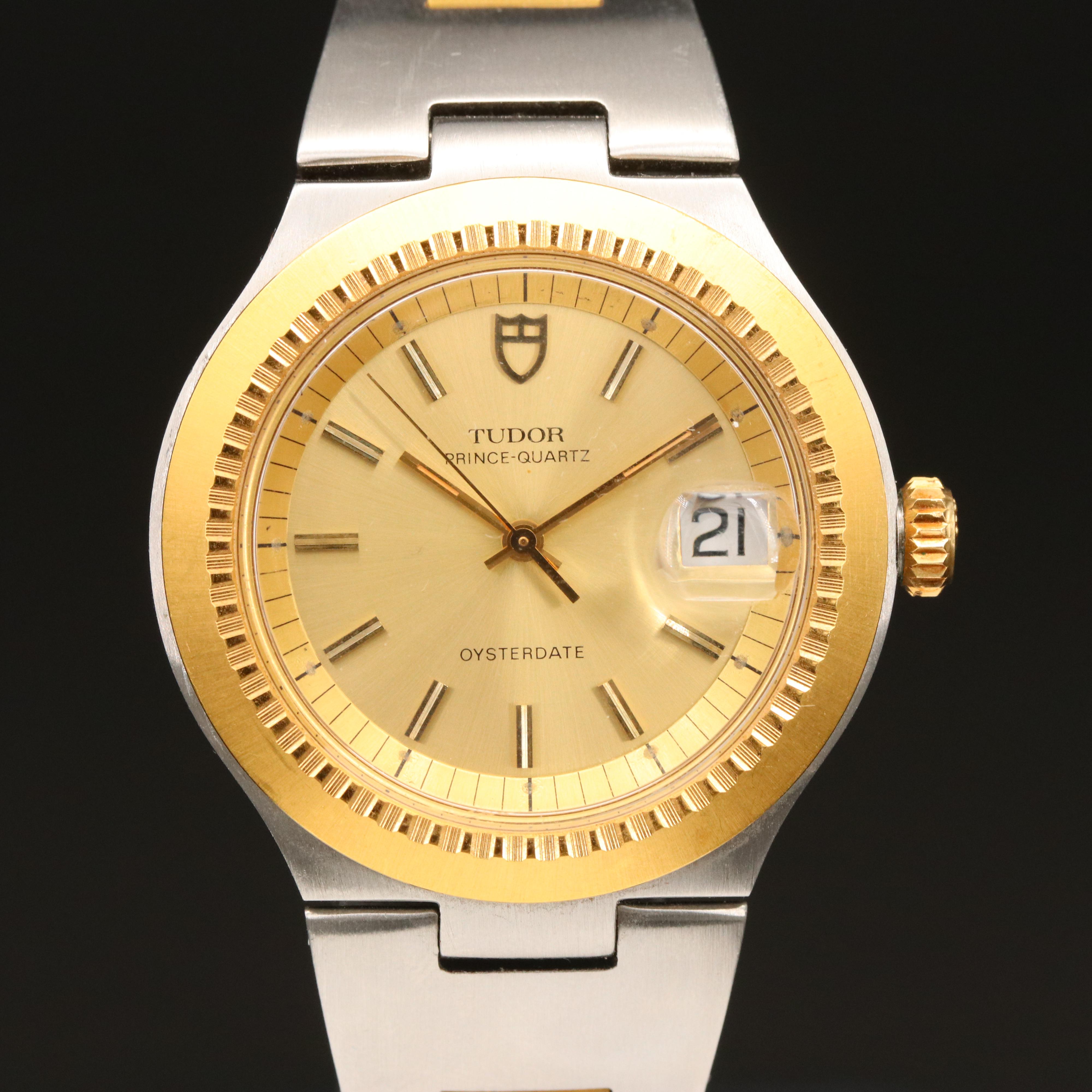 18K and Stainless Steel Tudor Prince-Quartz Oysterdate Watch
