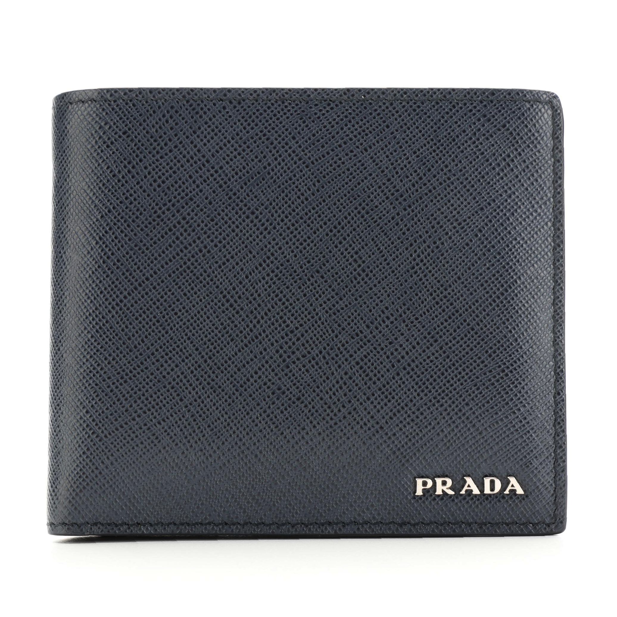 Prada Bifold Wallet in Bicolor Saffiano Leather with Box