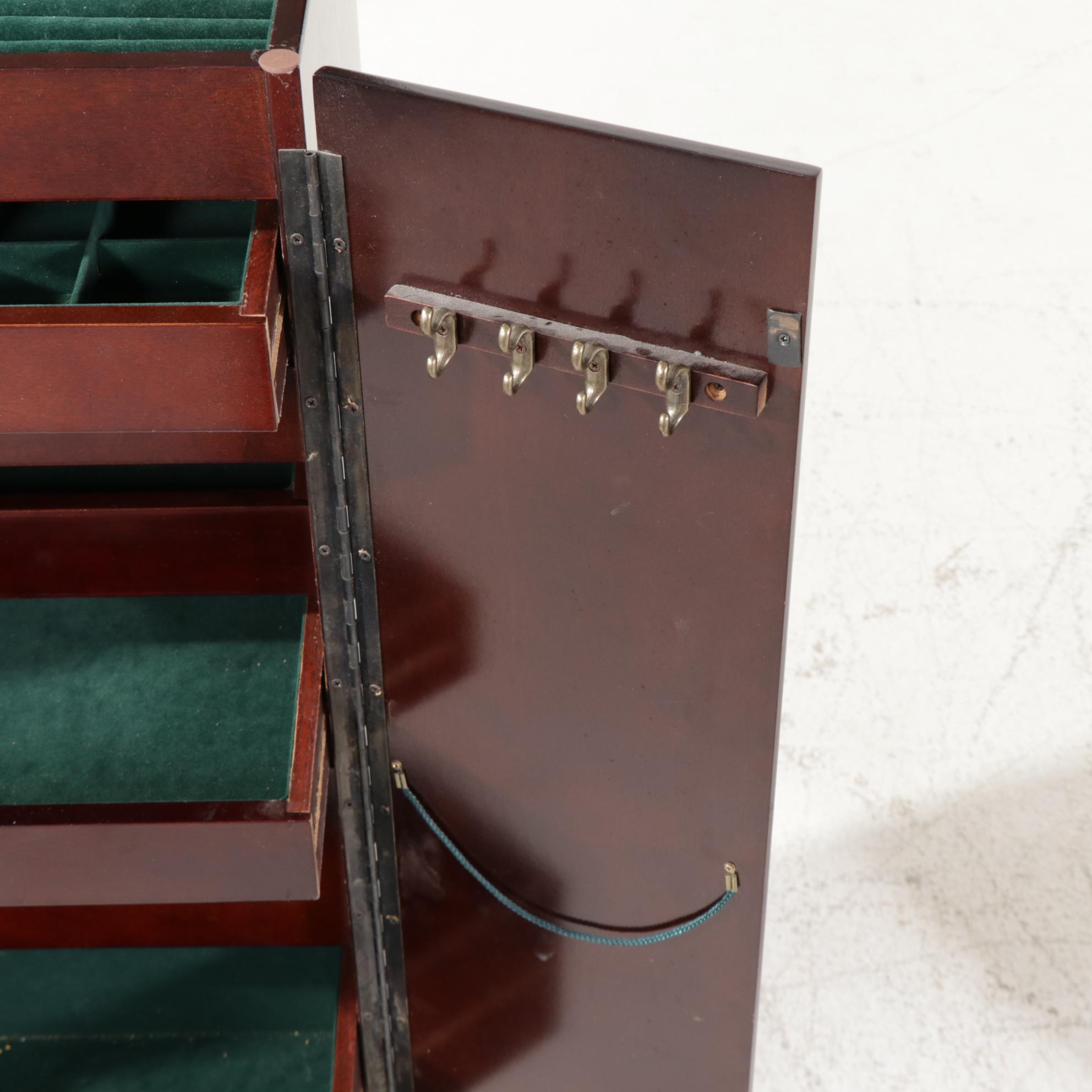 Powell Queen Anne Style Wooden Jewelry Armoire, 20th Century