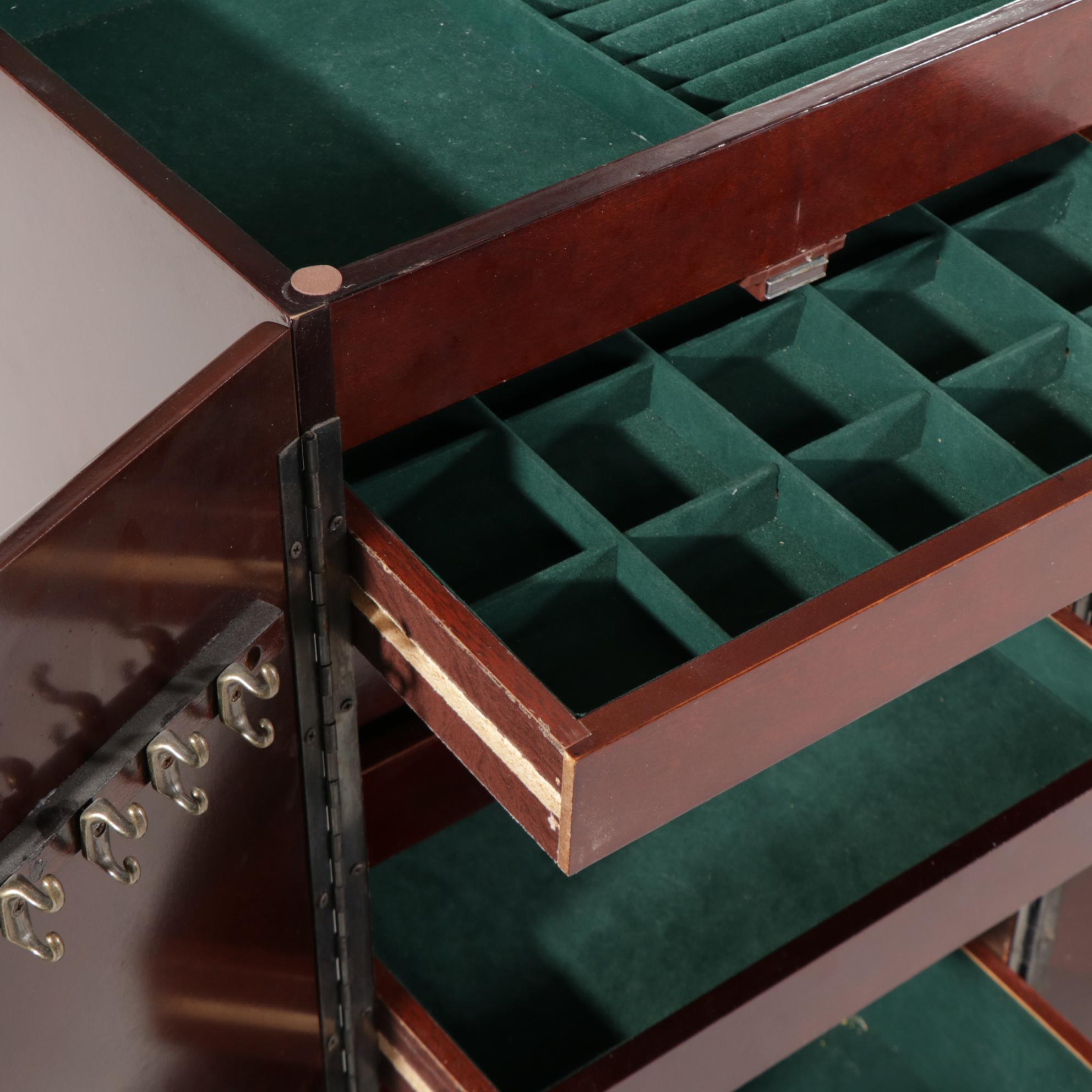 Powell Queen Anne Style Wooden Jewelry Armoire, 20th Century