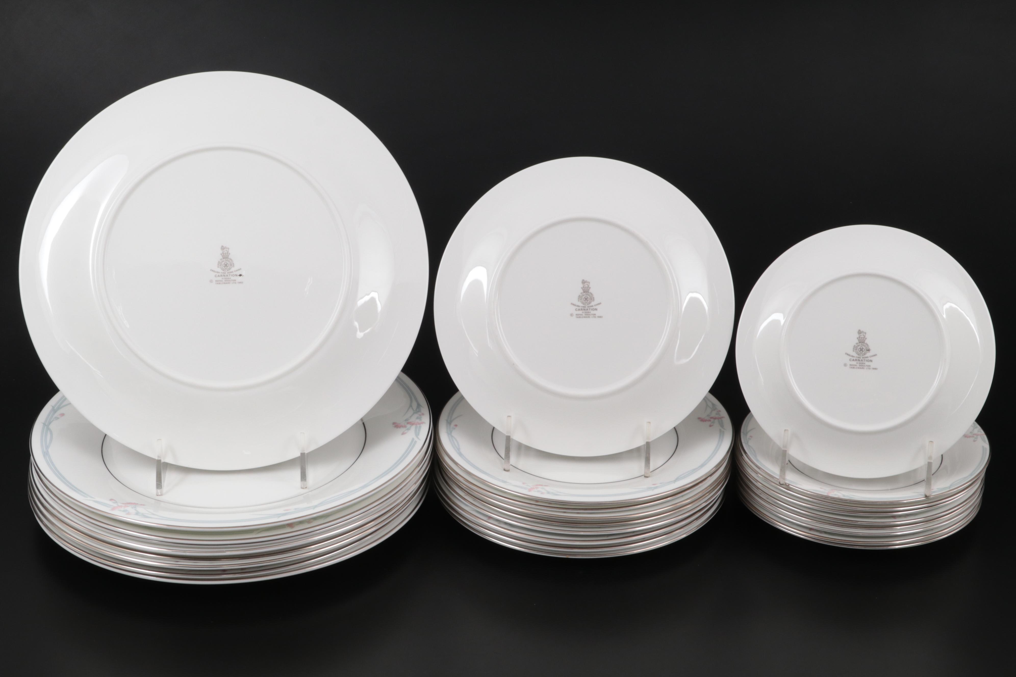 Royal Doulton "Carnation" Bone China Dinnerware, 1983–1998