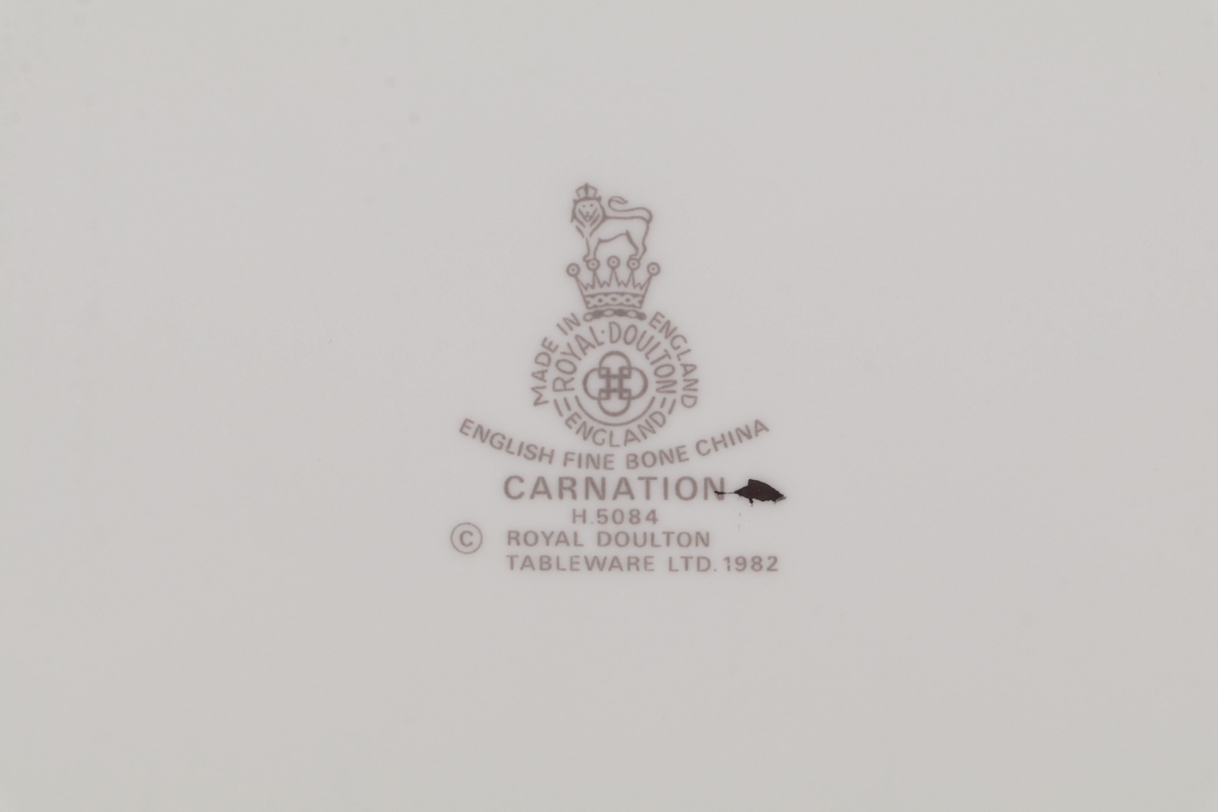 Royal Doulton "Carnation" Bone China Dinnerware, 1983–1998