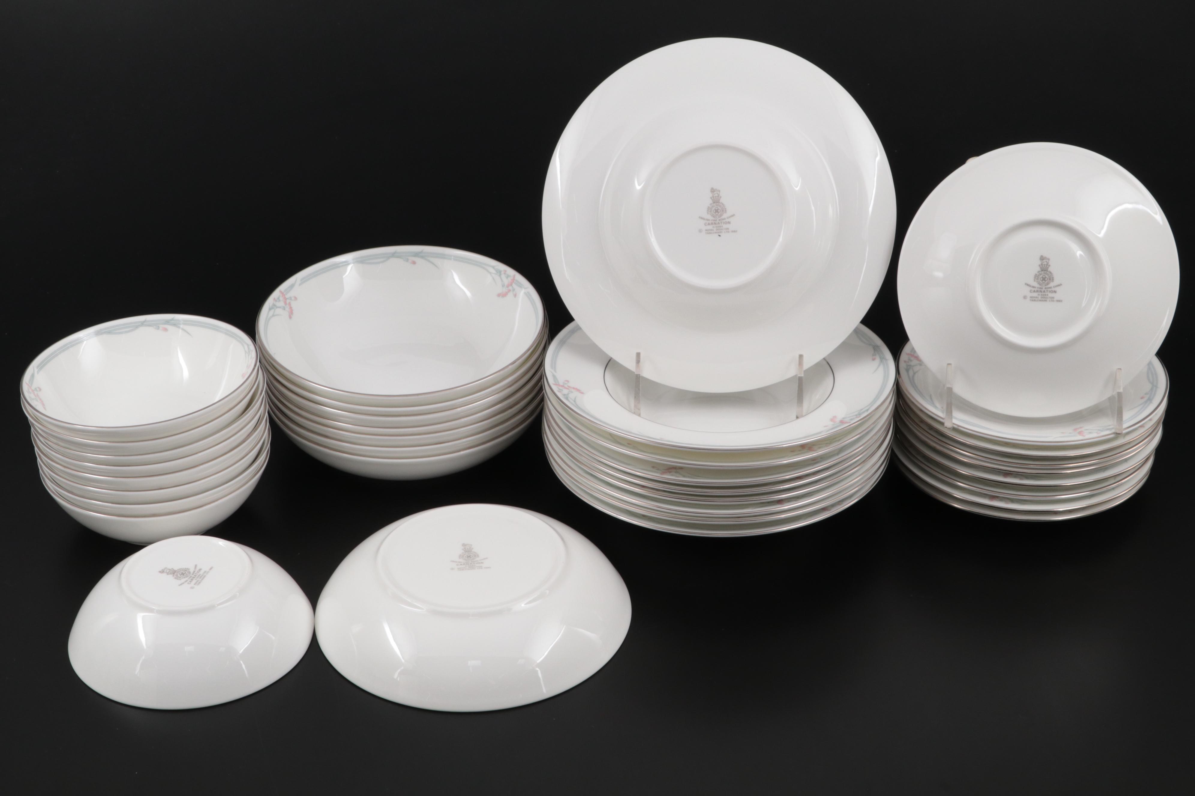 Royal Doulton "Carnation" Bone China Dinnerware, 1983–1998
