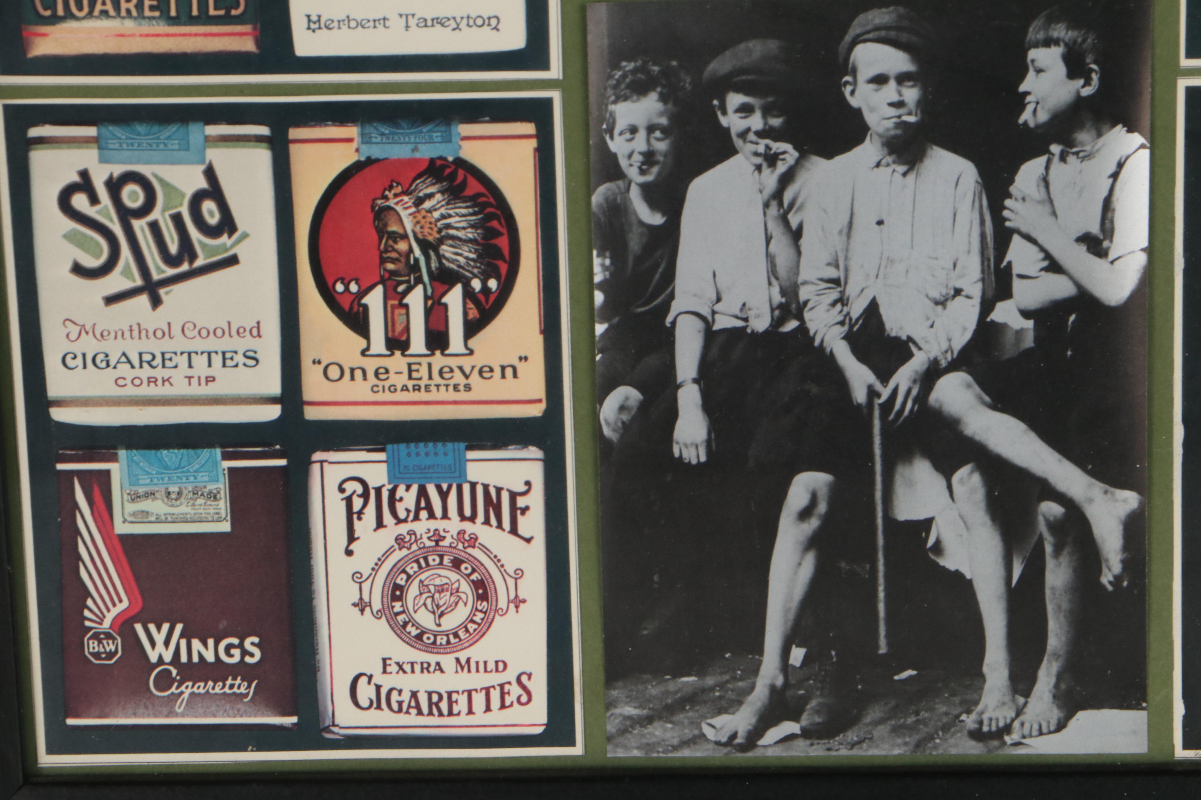 Offset Lithograph Collage of Cigarette Memorabilia