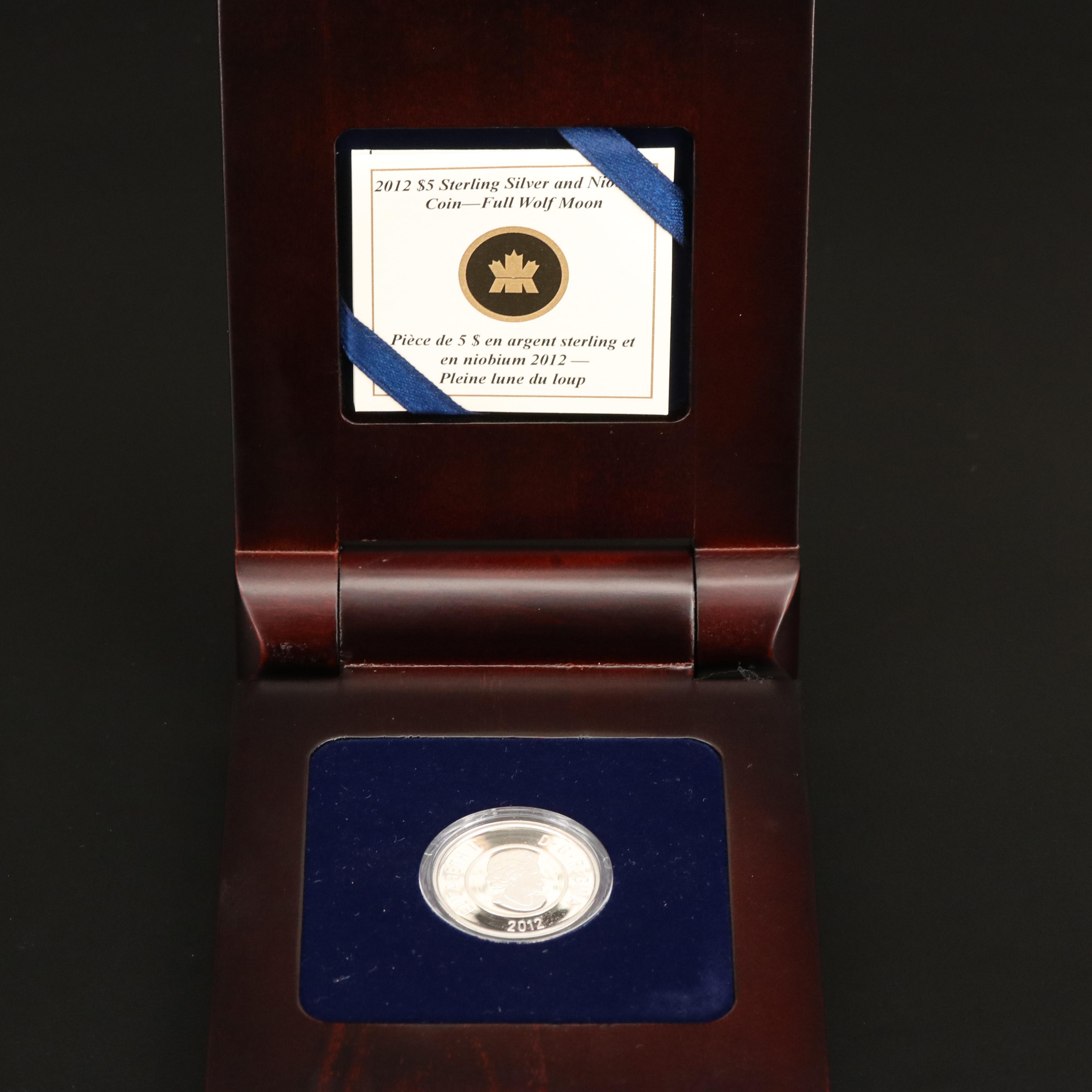 2012 Canadian $5 Silver and Niobium Full Wolf Moon Coin