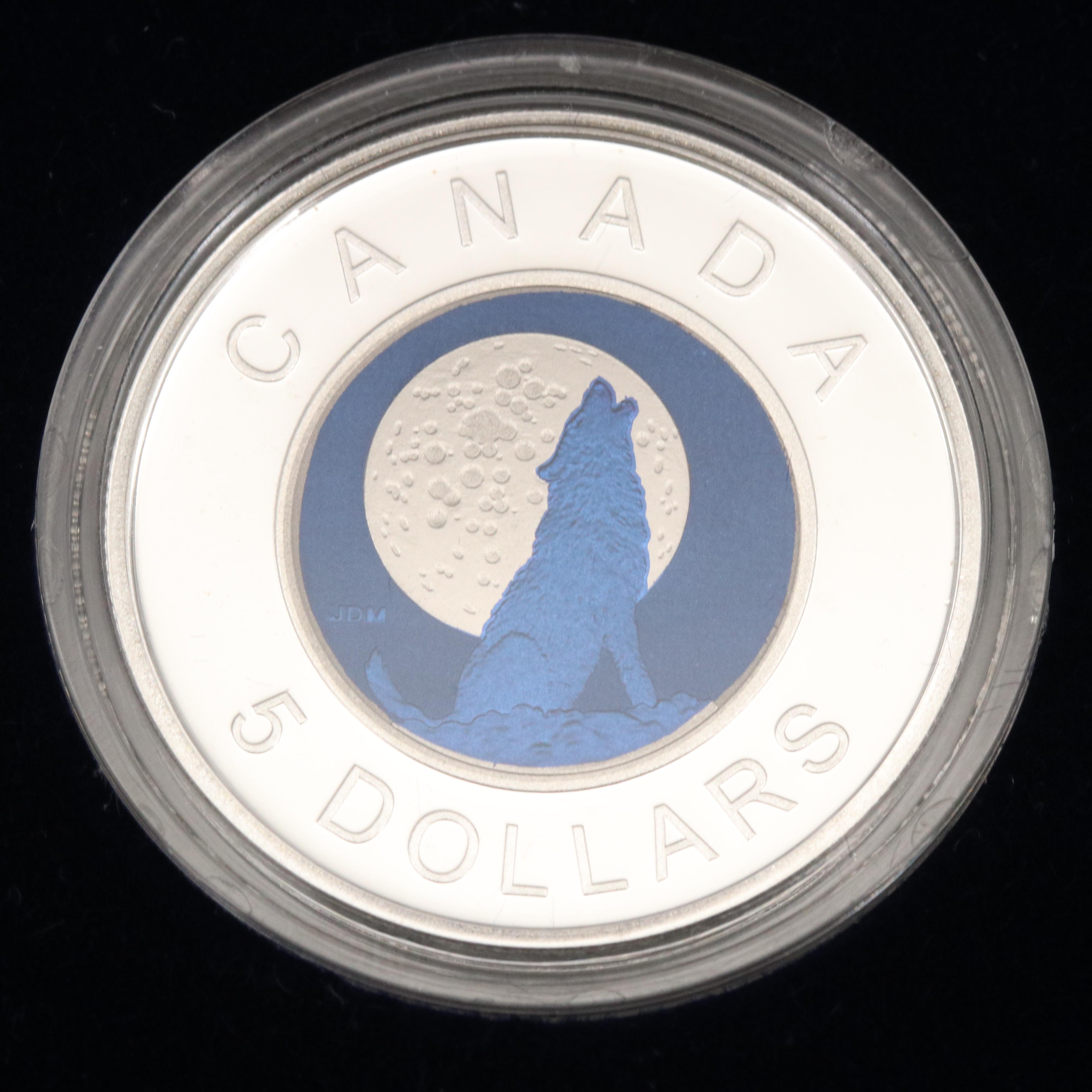 2012 Canadian $5 Silver and Niobium Full Wolf Moon Coin