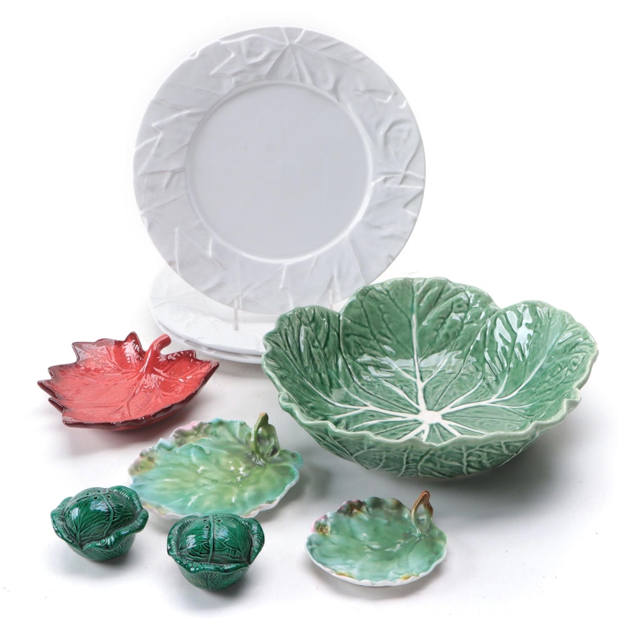 Royal Bayreuth Porcelain Leaf Dishes with Bordallo Pinheiro Other Tableware