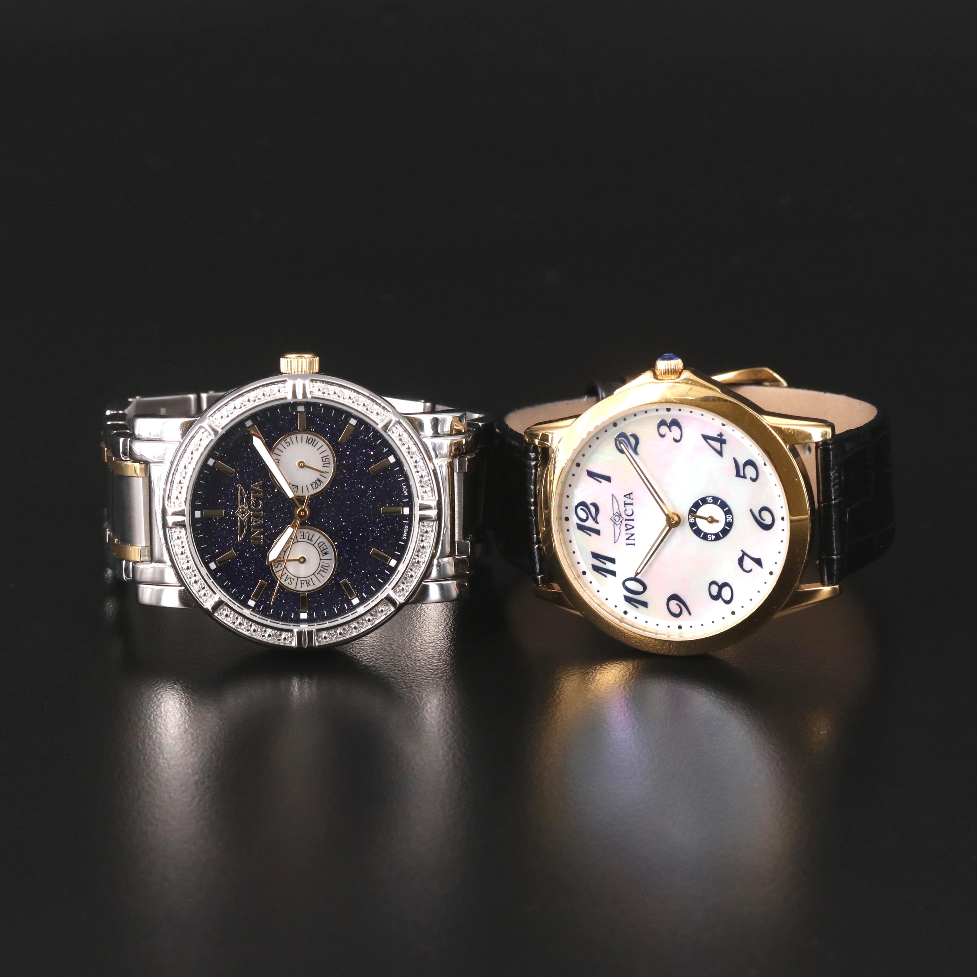 Two Invicta Stainless Steel Quartz Watches