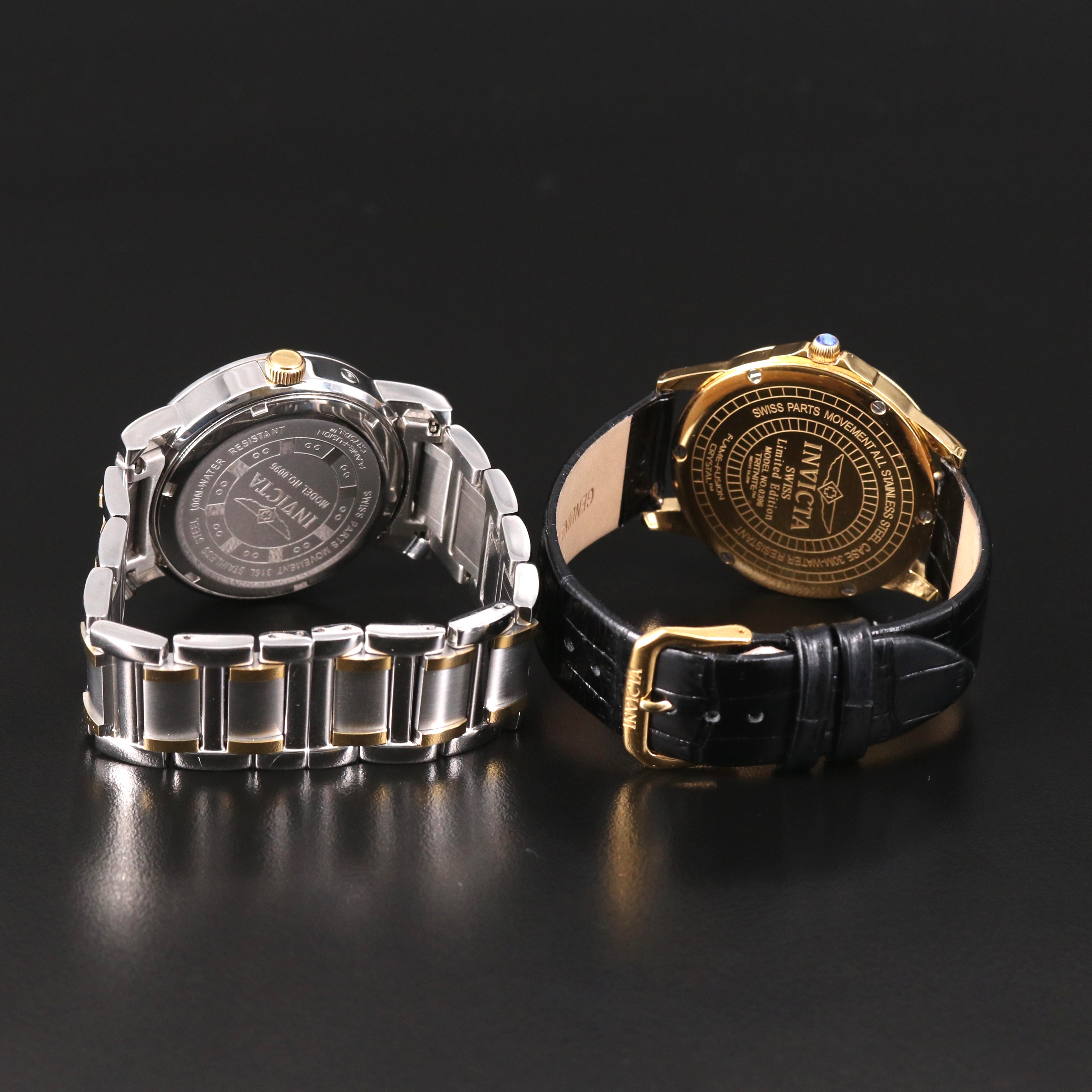 Two Invicta Stainless Steel Quartz Watches