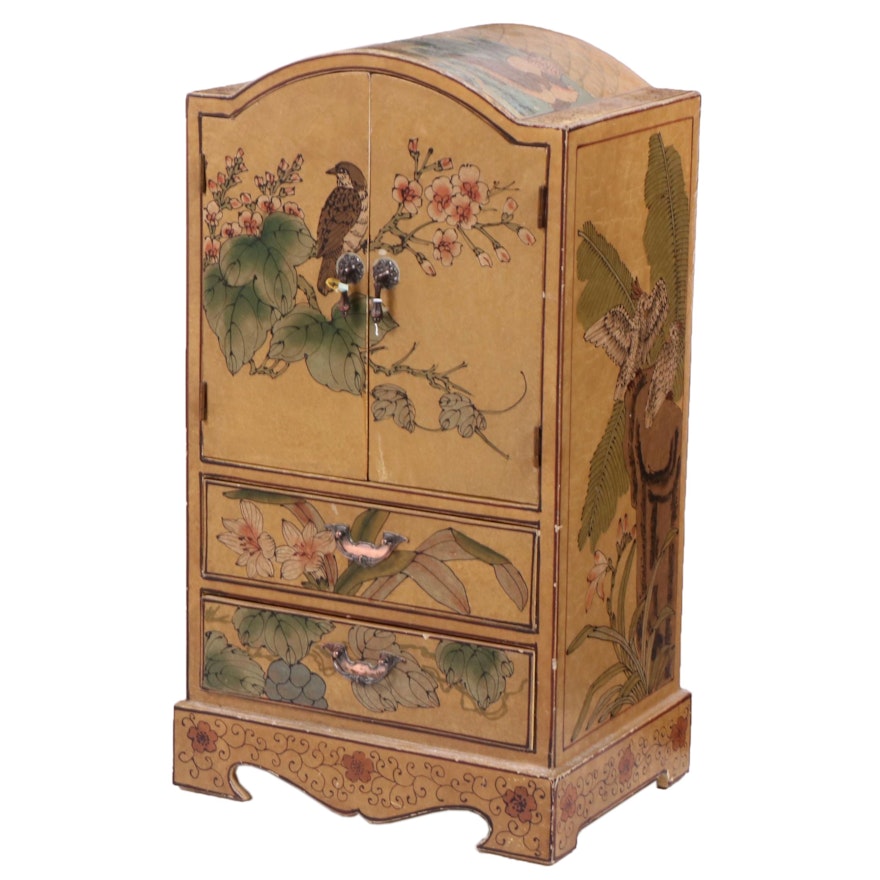Chinoiserie Paint-Decorated Wood Side Cabinet, Late 20th Century