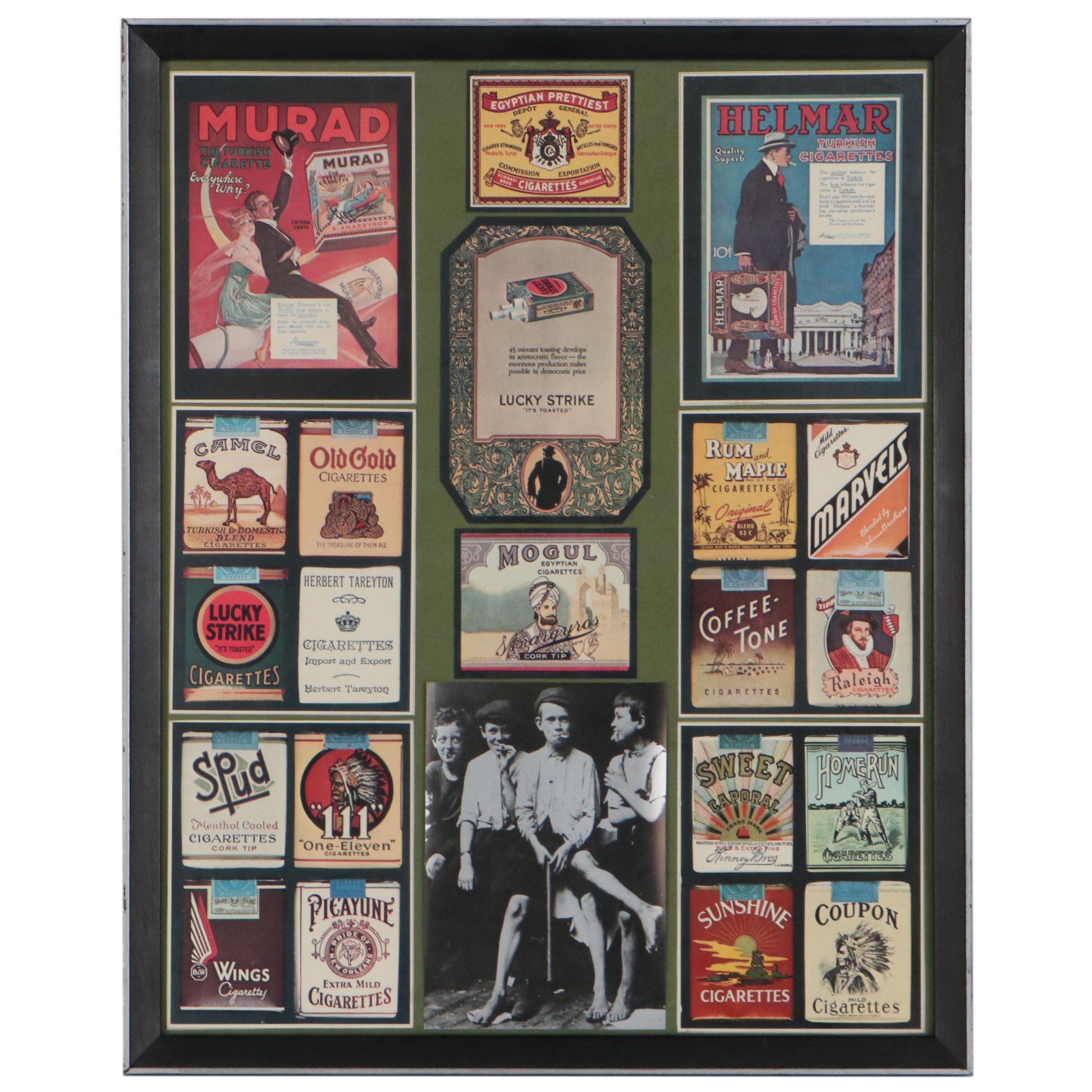 Offset Lithograph Collage of Cigarette Memorabilia
