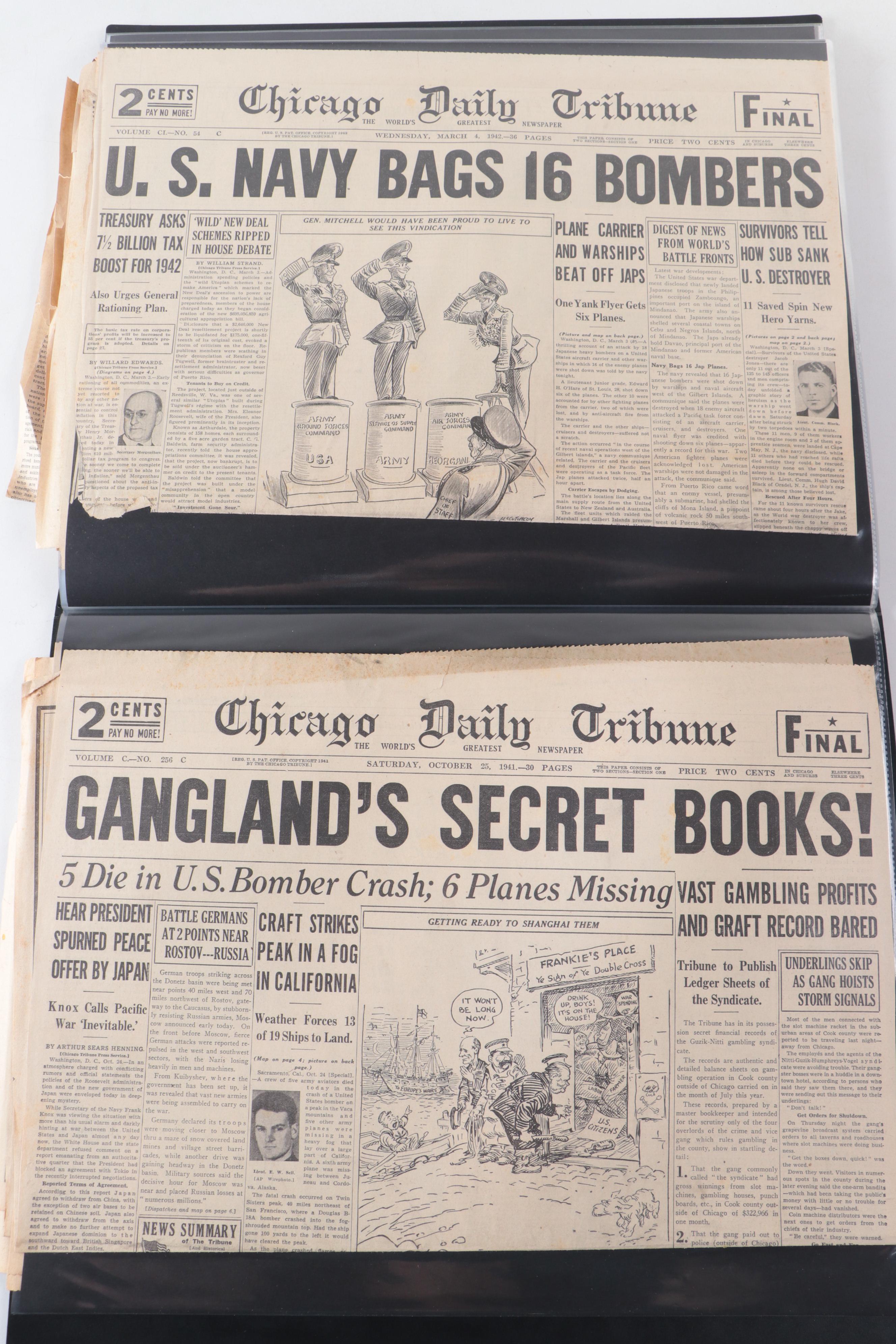 "Chicago Daily Tribune" and Other Newspapers Covering World War II and More
