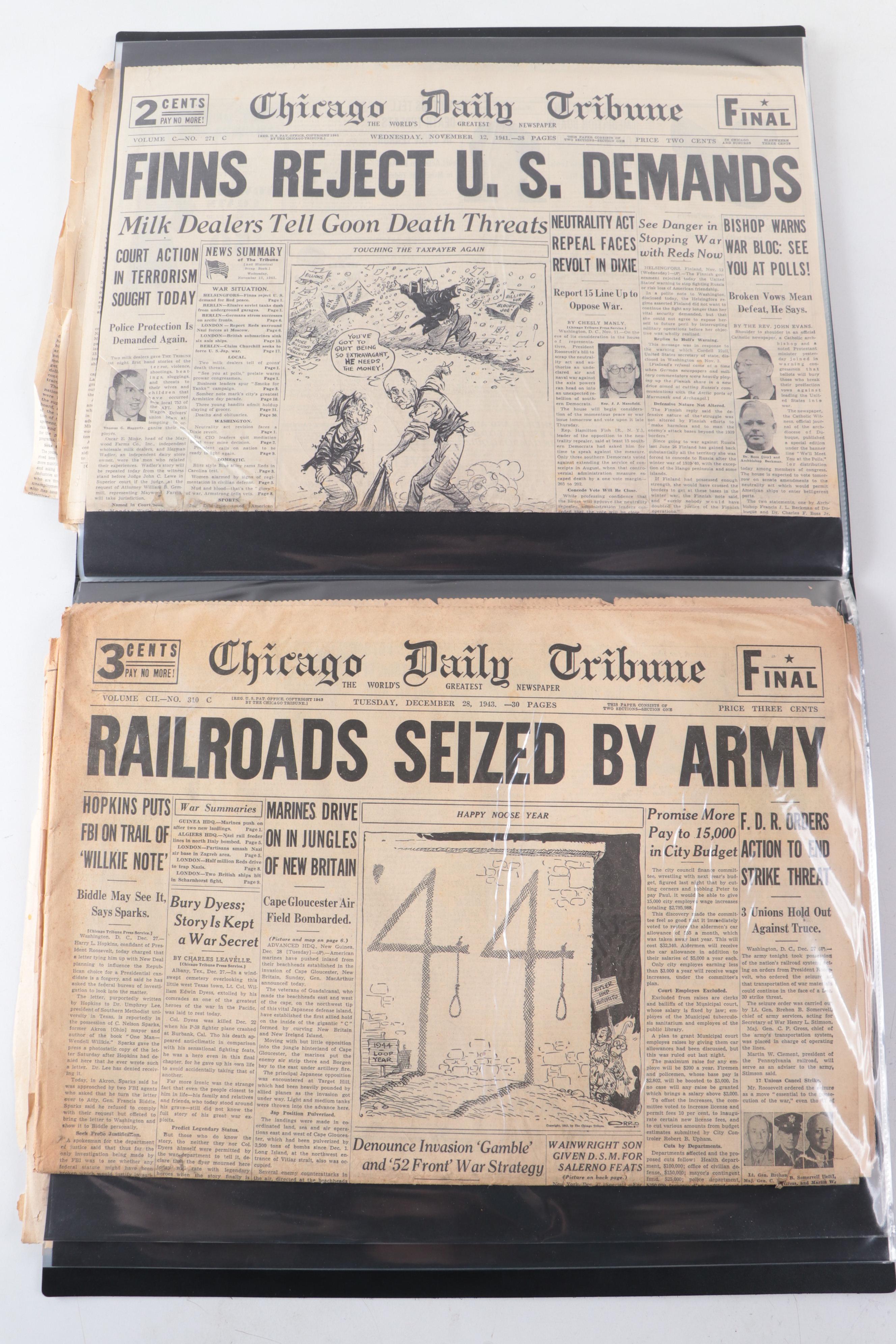 "Chicago Daily Tribune" and Other Newspapers Covering World War II and More