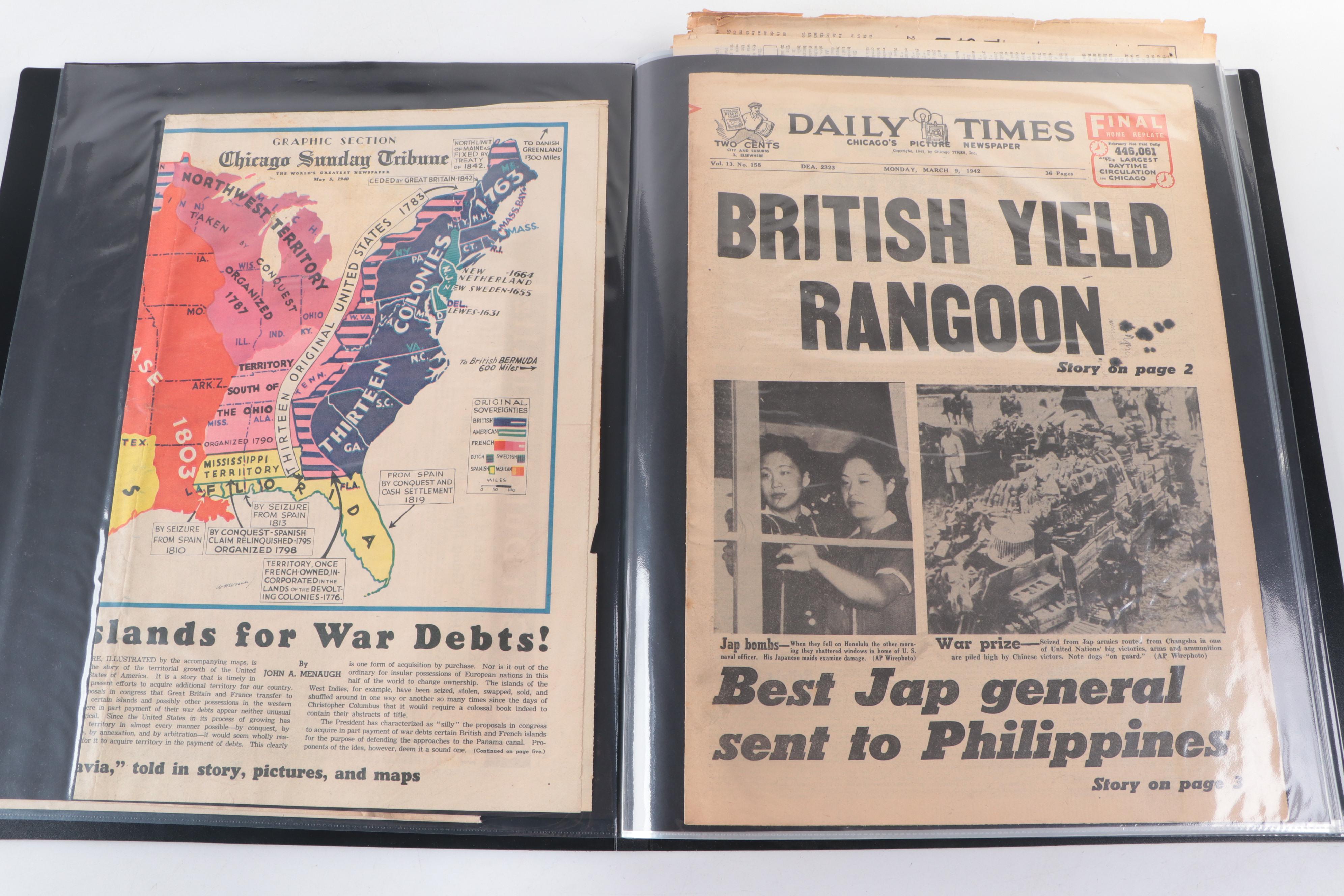 "Chicago Daily Tribune" and Other Newspapers Covering World War II and More