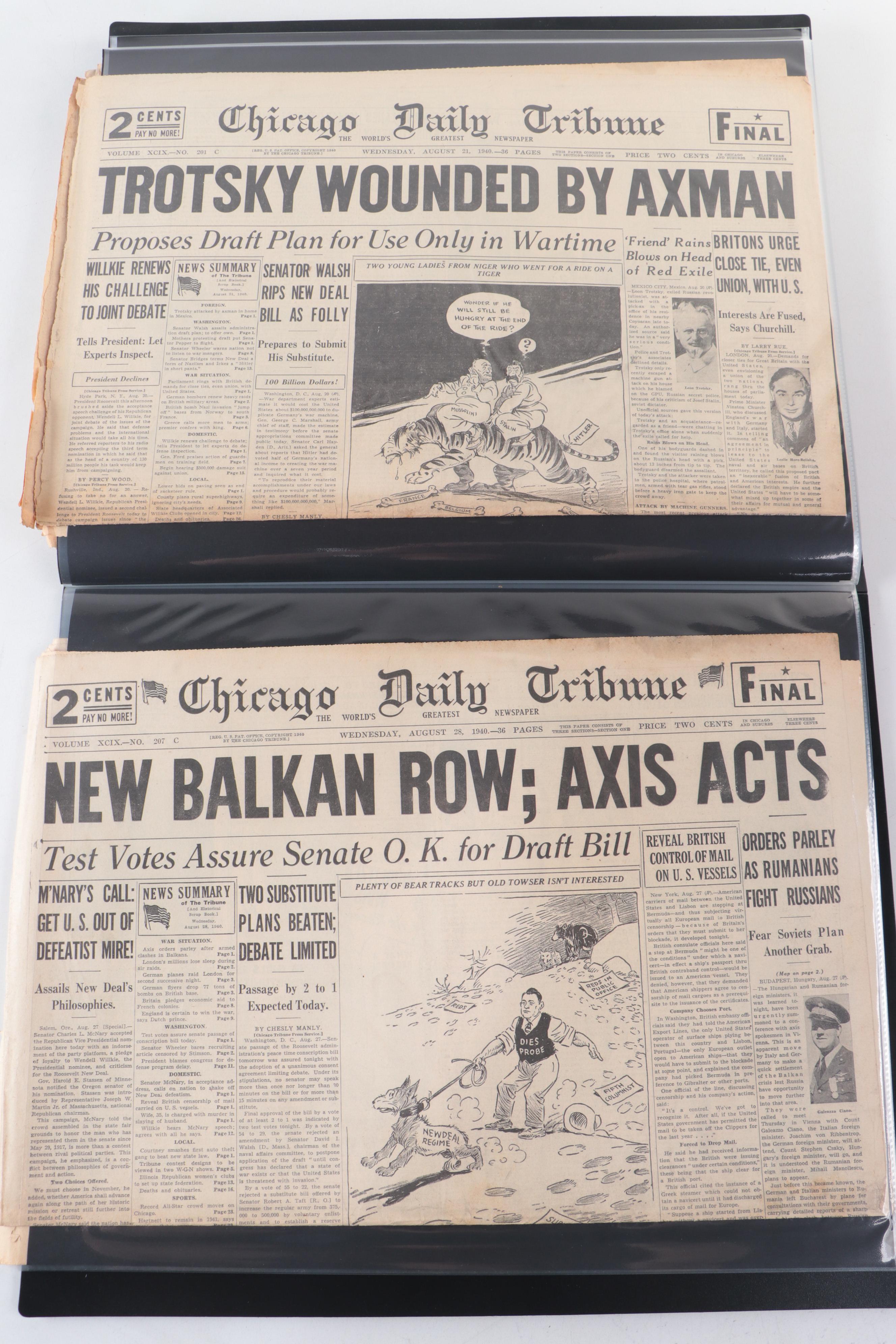 "Chicago Daily Tribune" and Other Newspapers Covering World War II and More